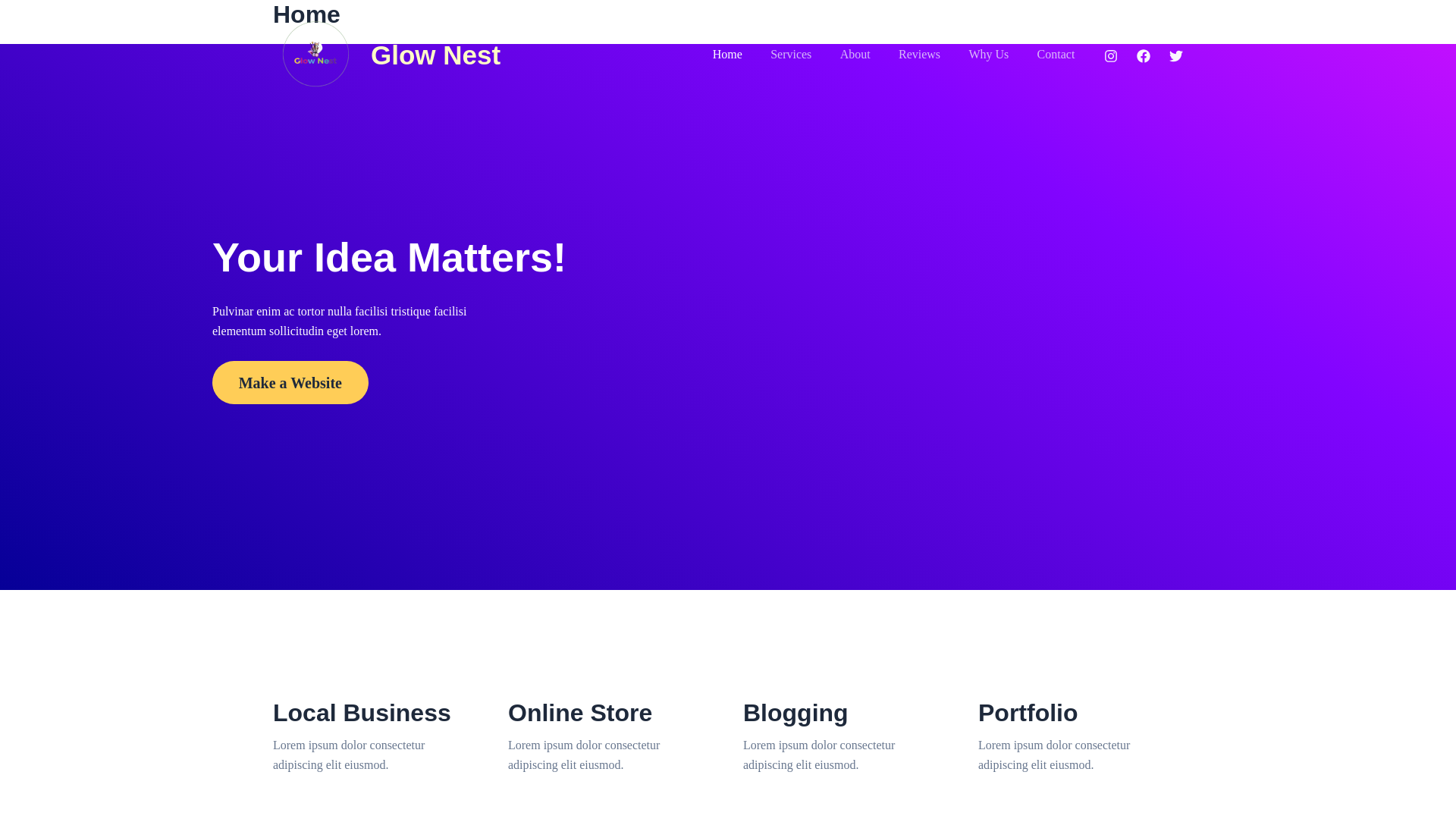 website screenshot of https://glownnest.xyz/