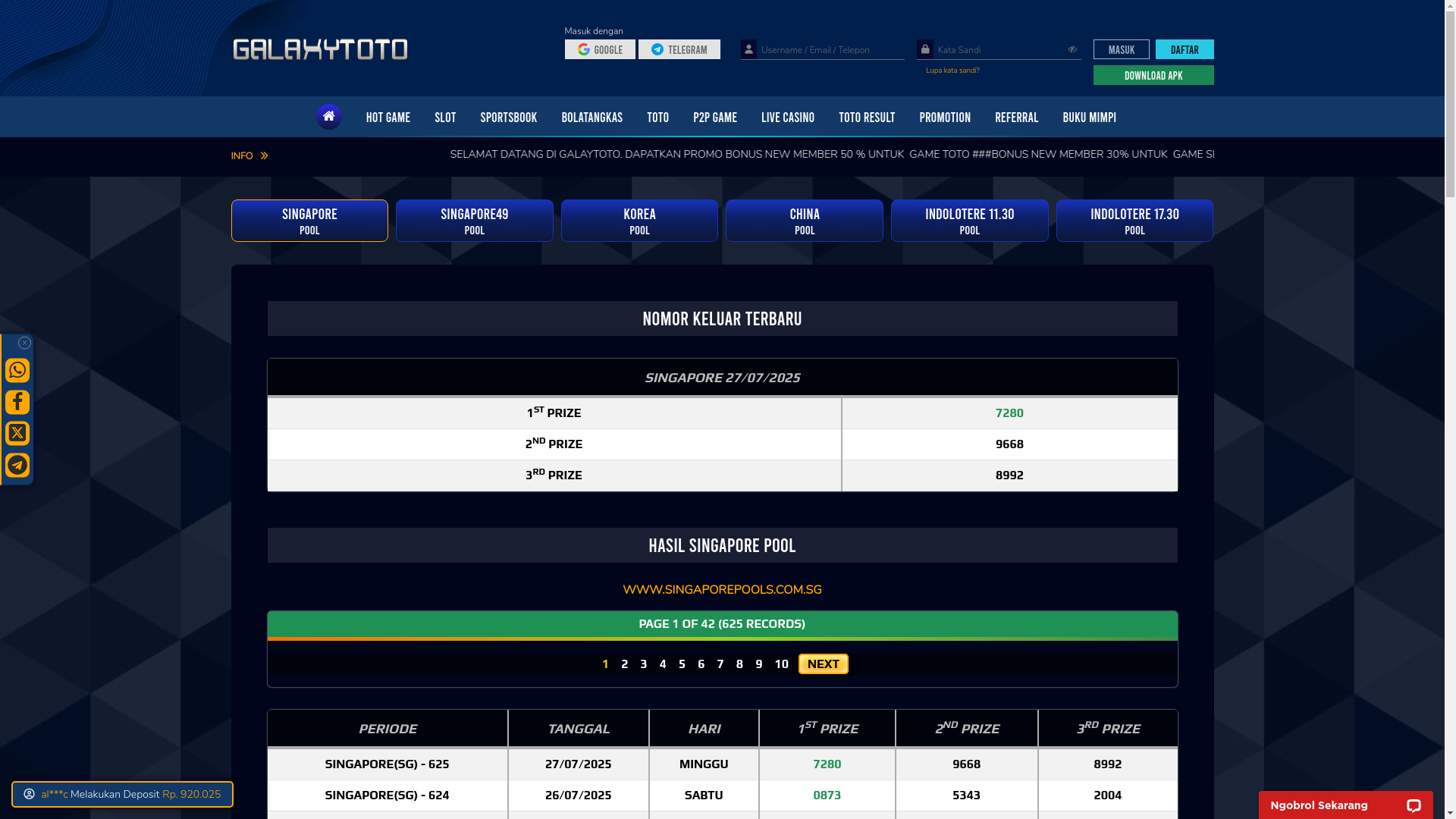 website screenshot of https://gogalaxytoto.site/