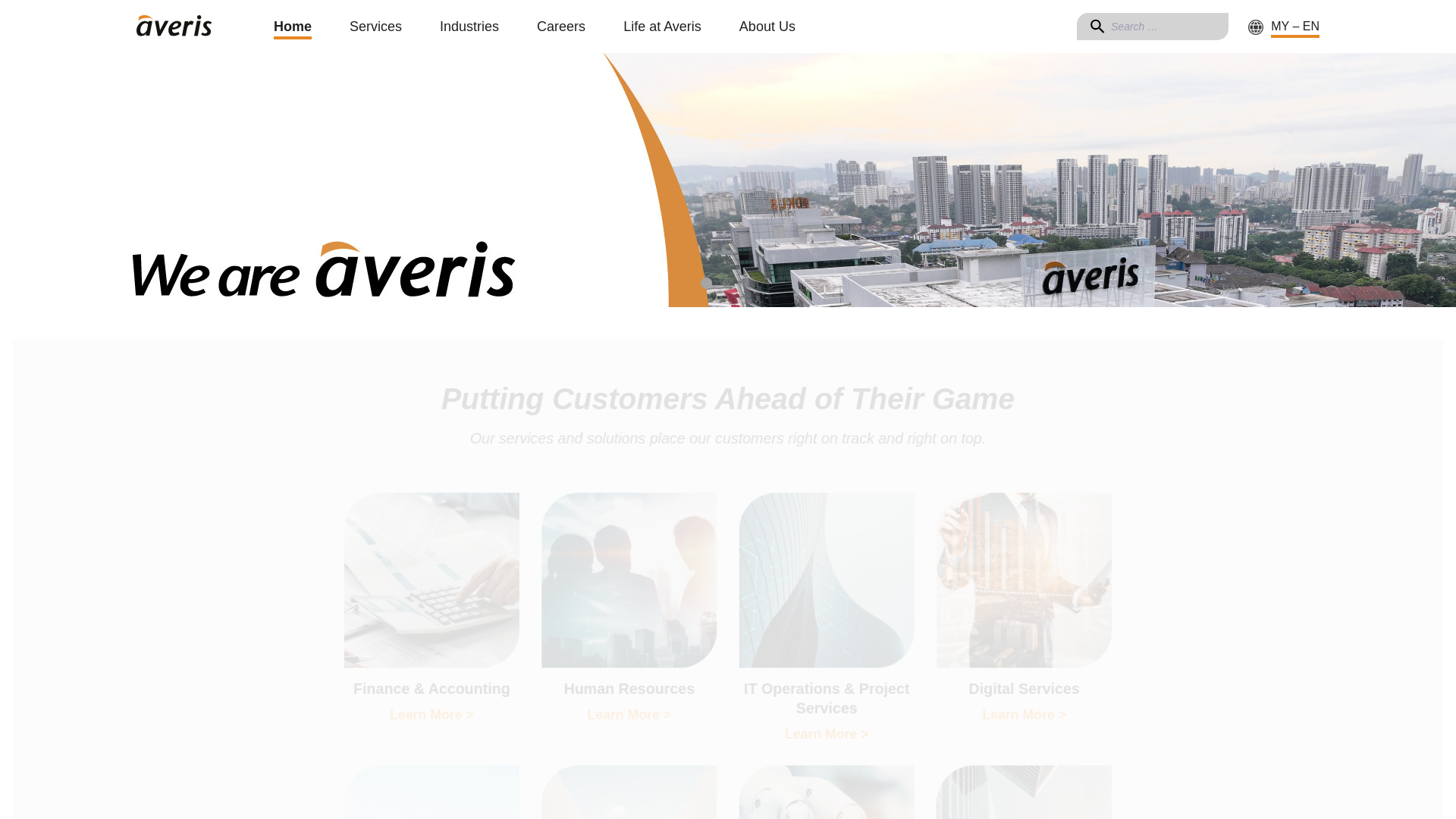 website screenshot of https://averis.com