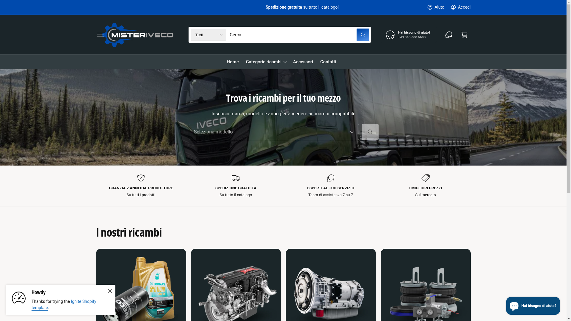 website screenshot of https://misteriveco.it/