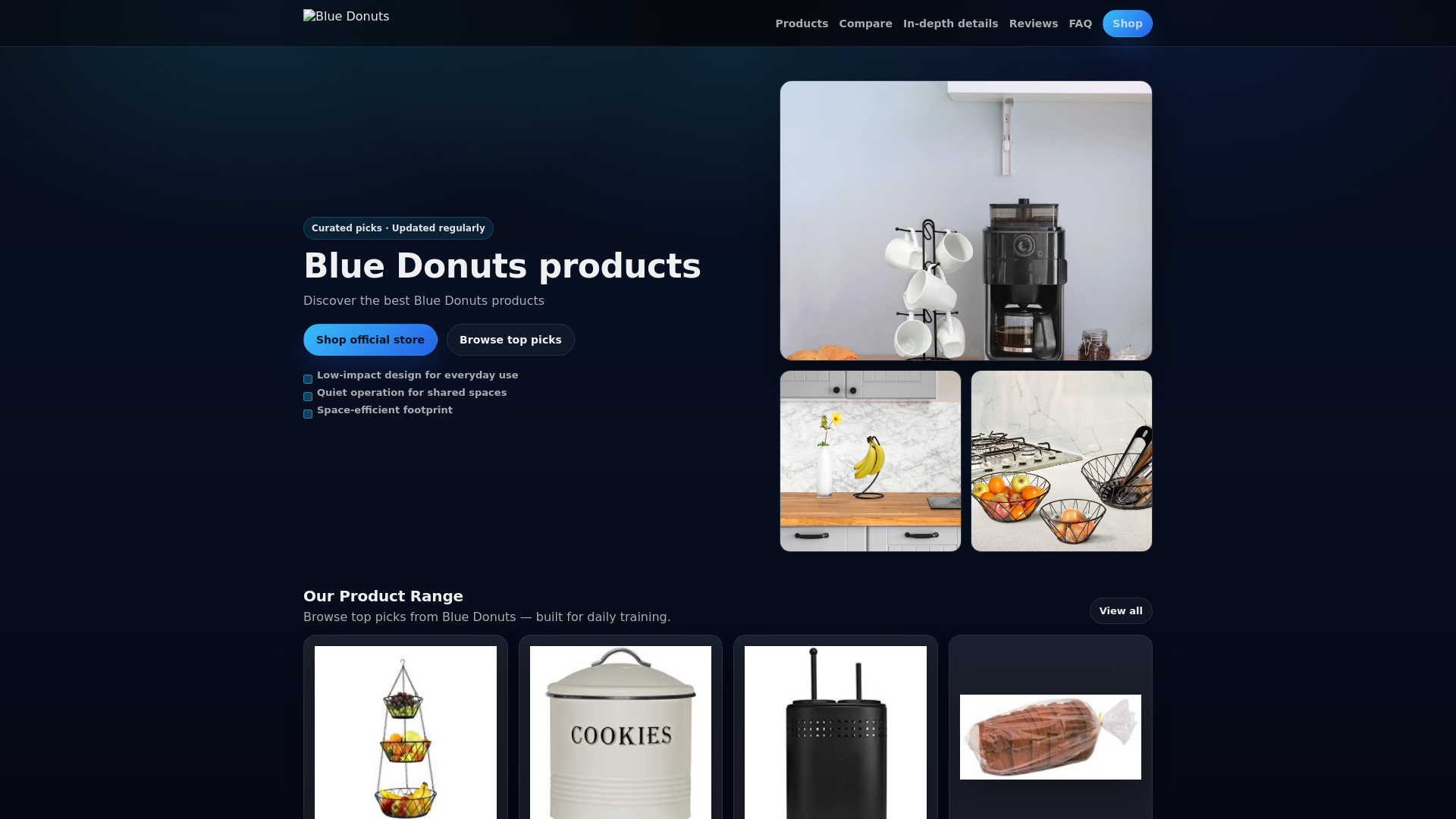 website screenshot of https://thebluedonuts.com