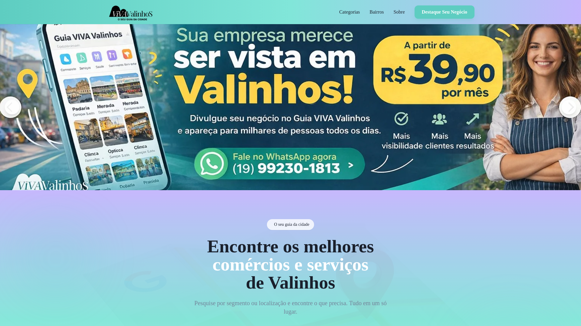 website screenshot of https://guiavivavalinhos.com.br/