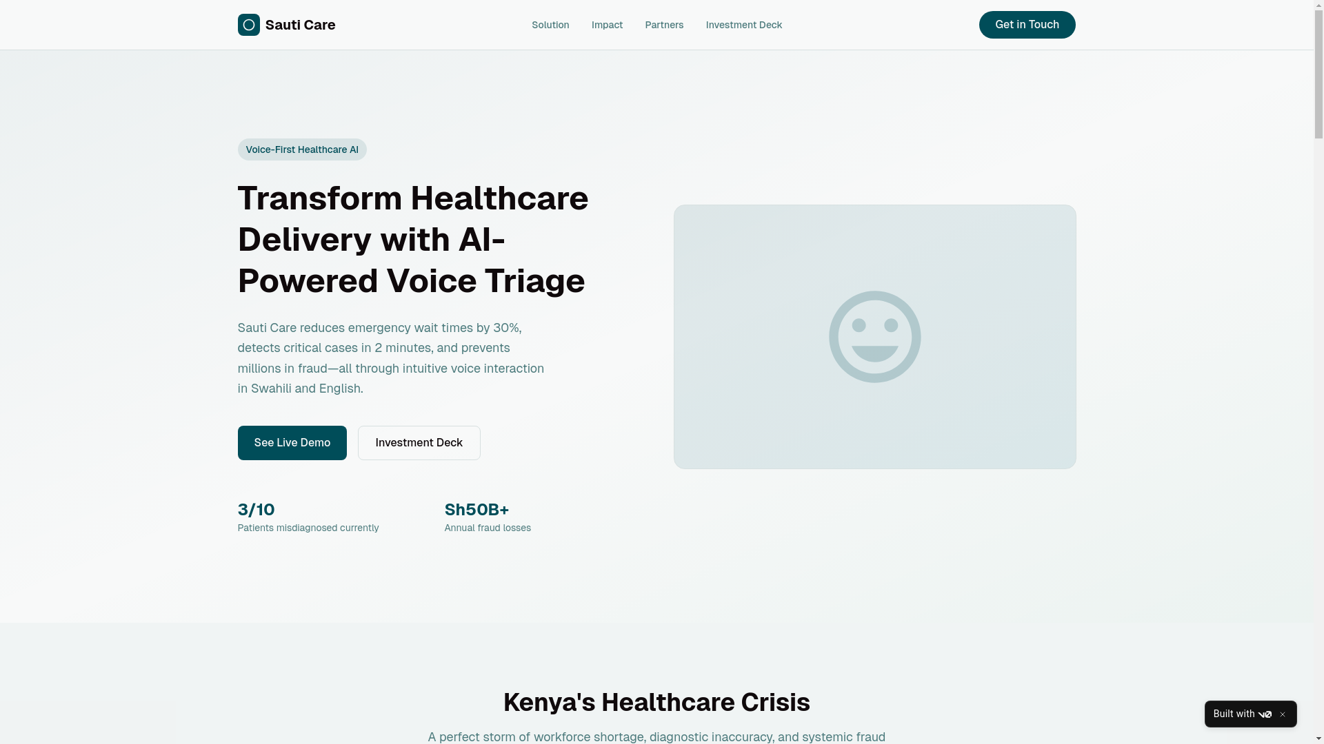 website screenshot of https://sauticare.co.ke/