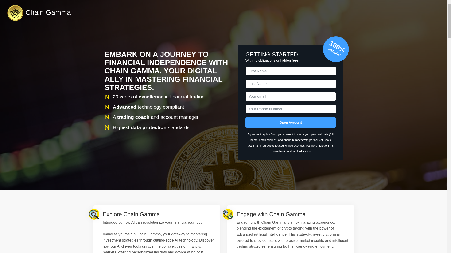 website screenshot of https://chaingamma.com/