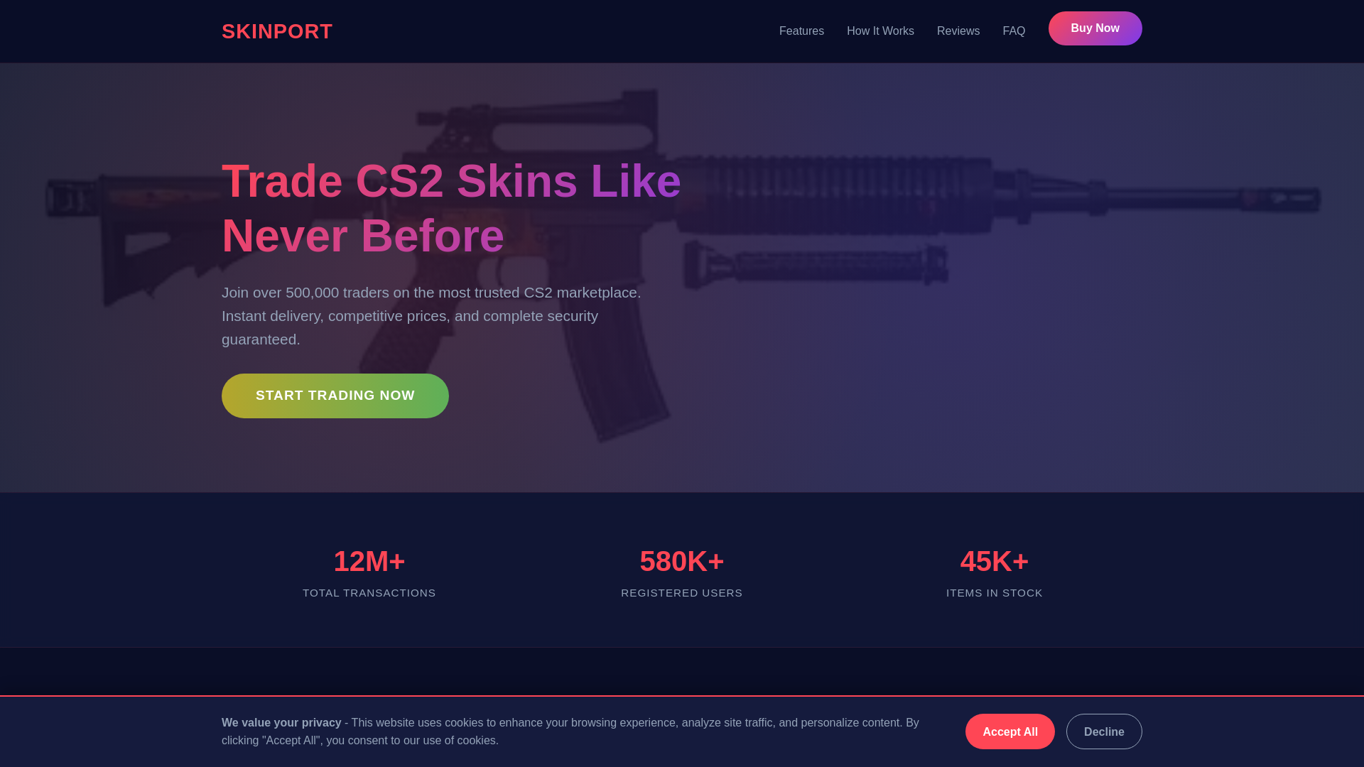 website screenshot of https://skinport-offer.com/