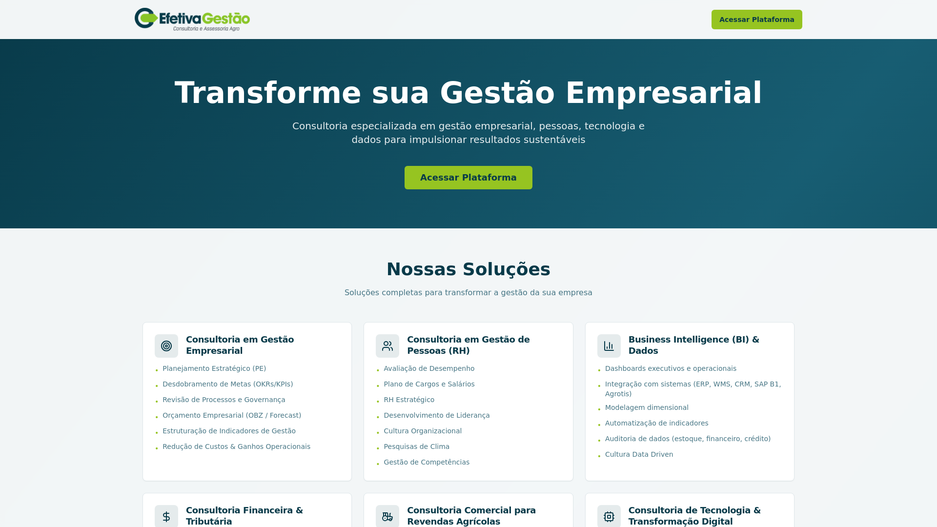 website screenshot of https://efetivaone.com