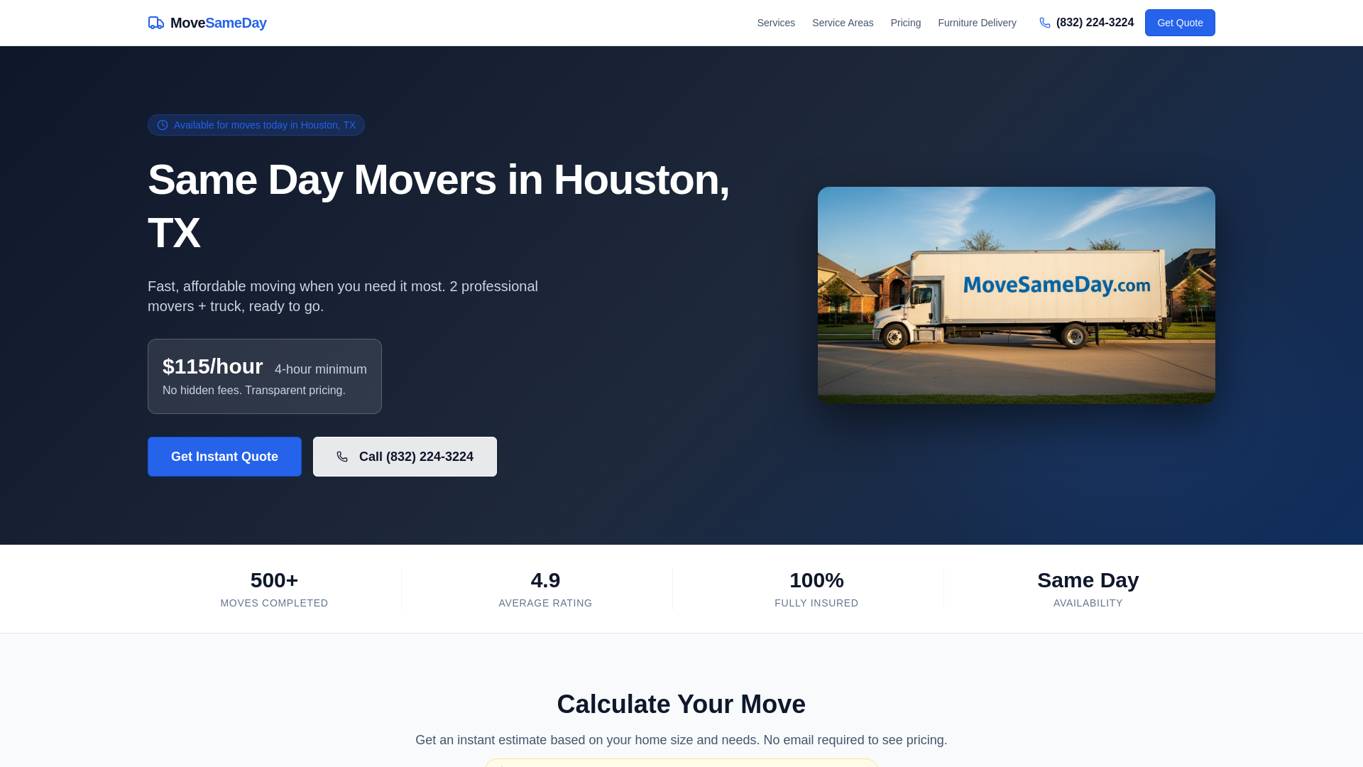 website screenshot of https://movesameday.com