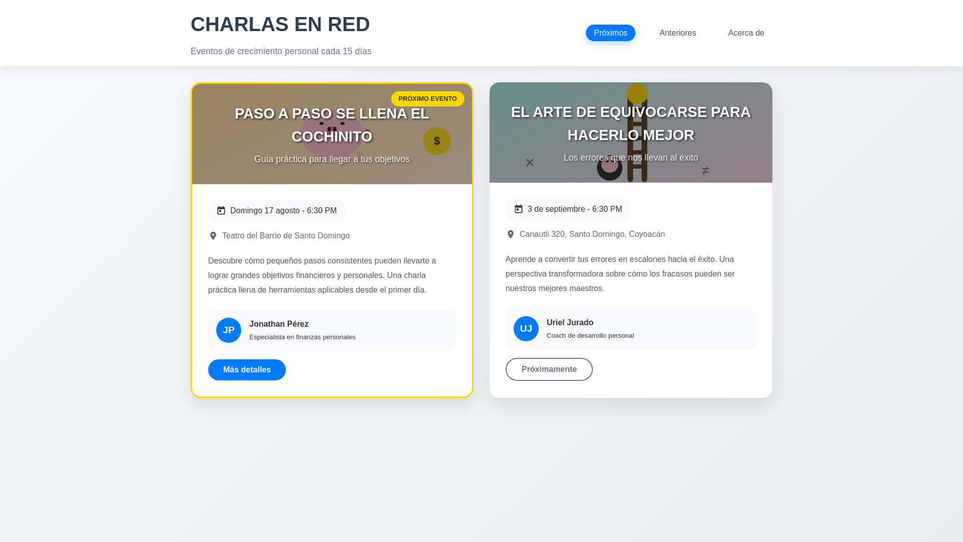 website screenshot of https://charlasenred.pages.dev/