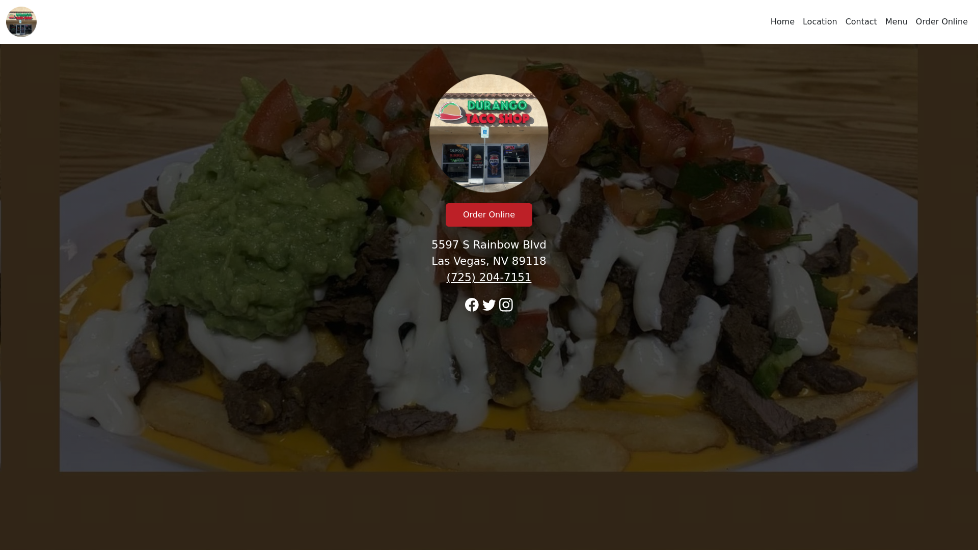 website screenshot of https://durangotacoshop10.com/