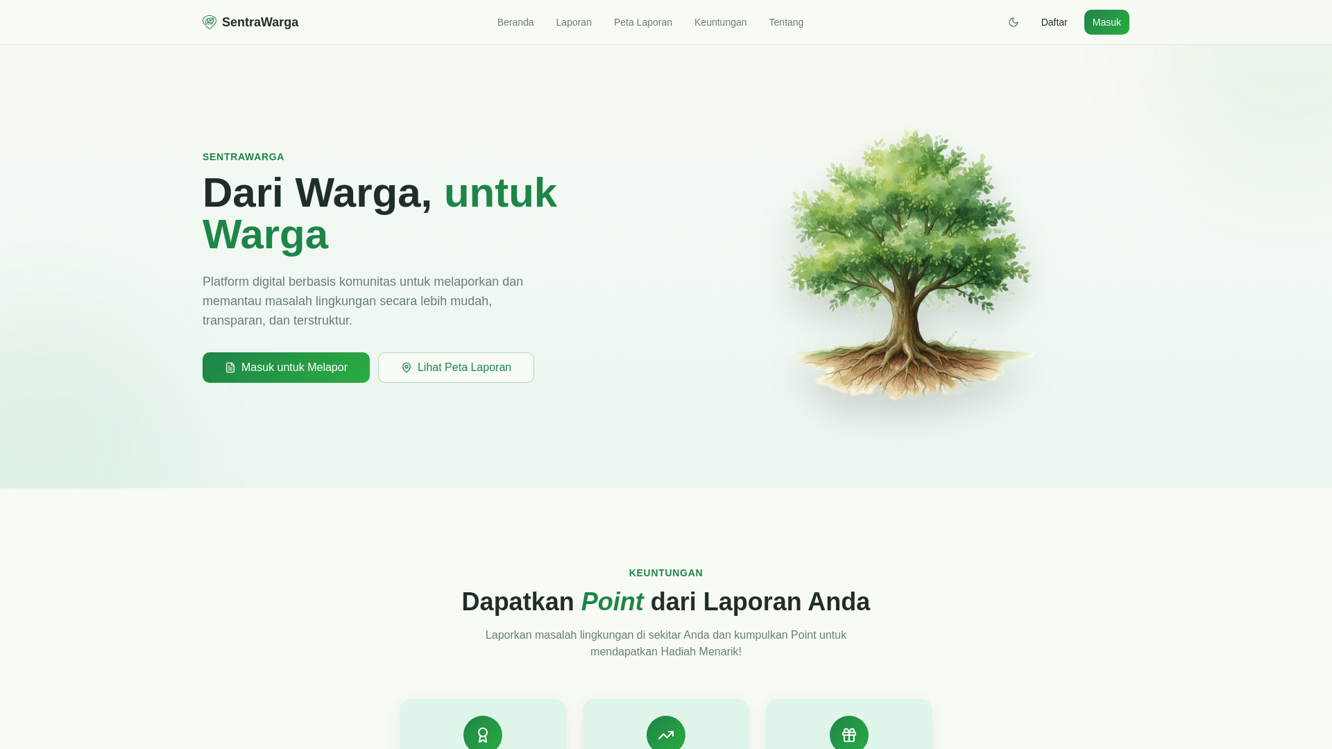 website screenshot of https://sentrawarga.my.id