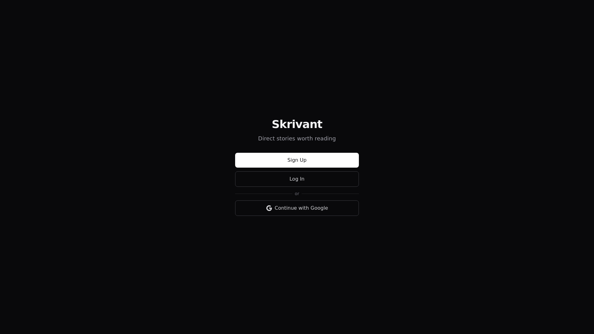 website screenshot of https://skrivant.pages.dev/