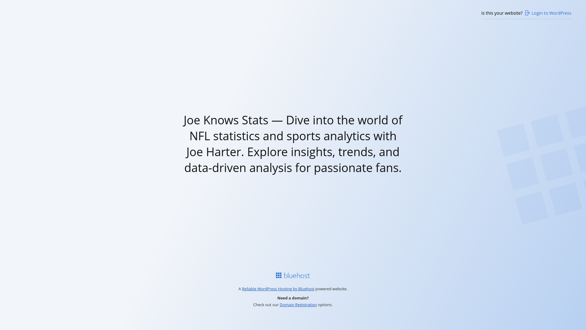 website screenshot of https://joeknowsstats.com
