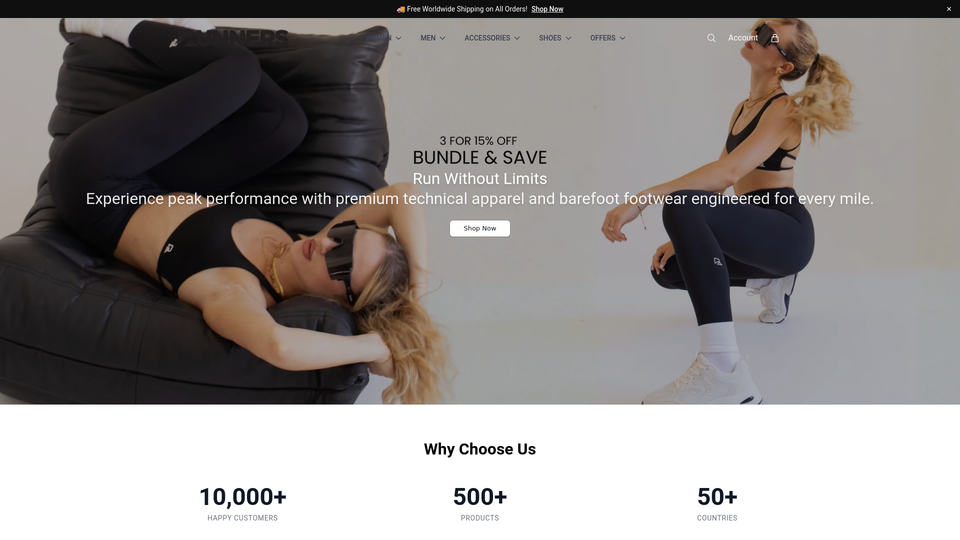 website screenshot of https://runnersathleticsclub.shop/