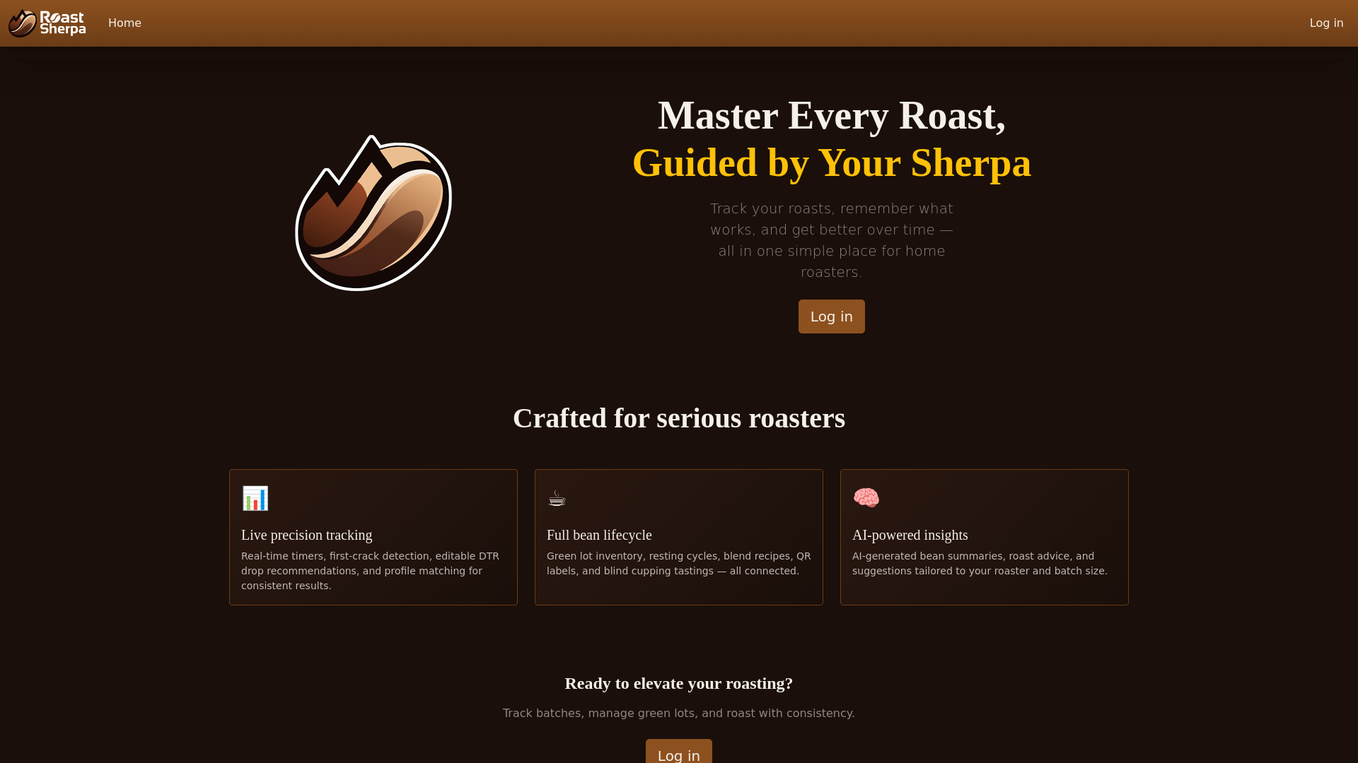 website screenshot of https://roastsherpa.com/