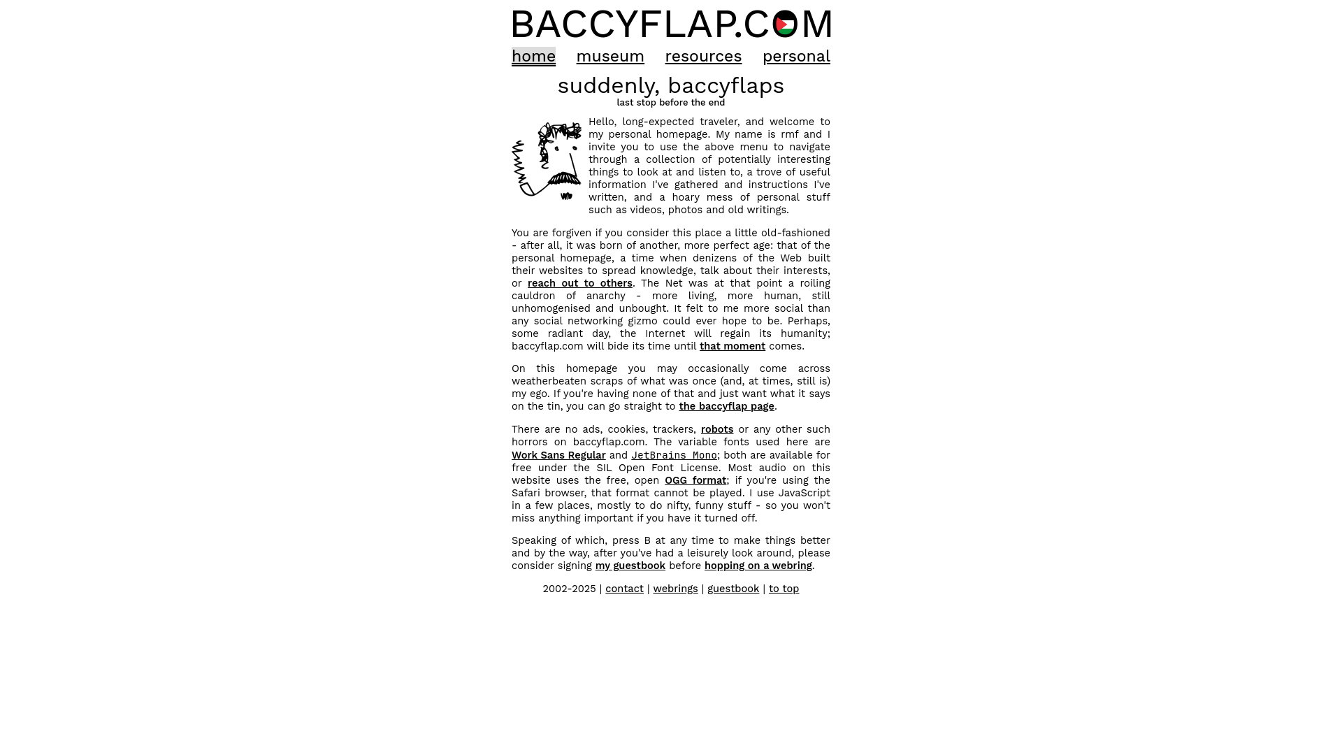 website screenshot of https://baccyflap.com/