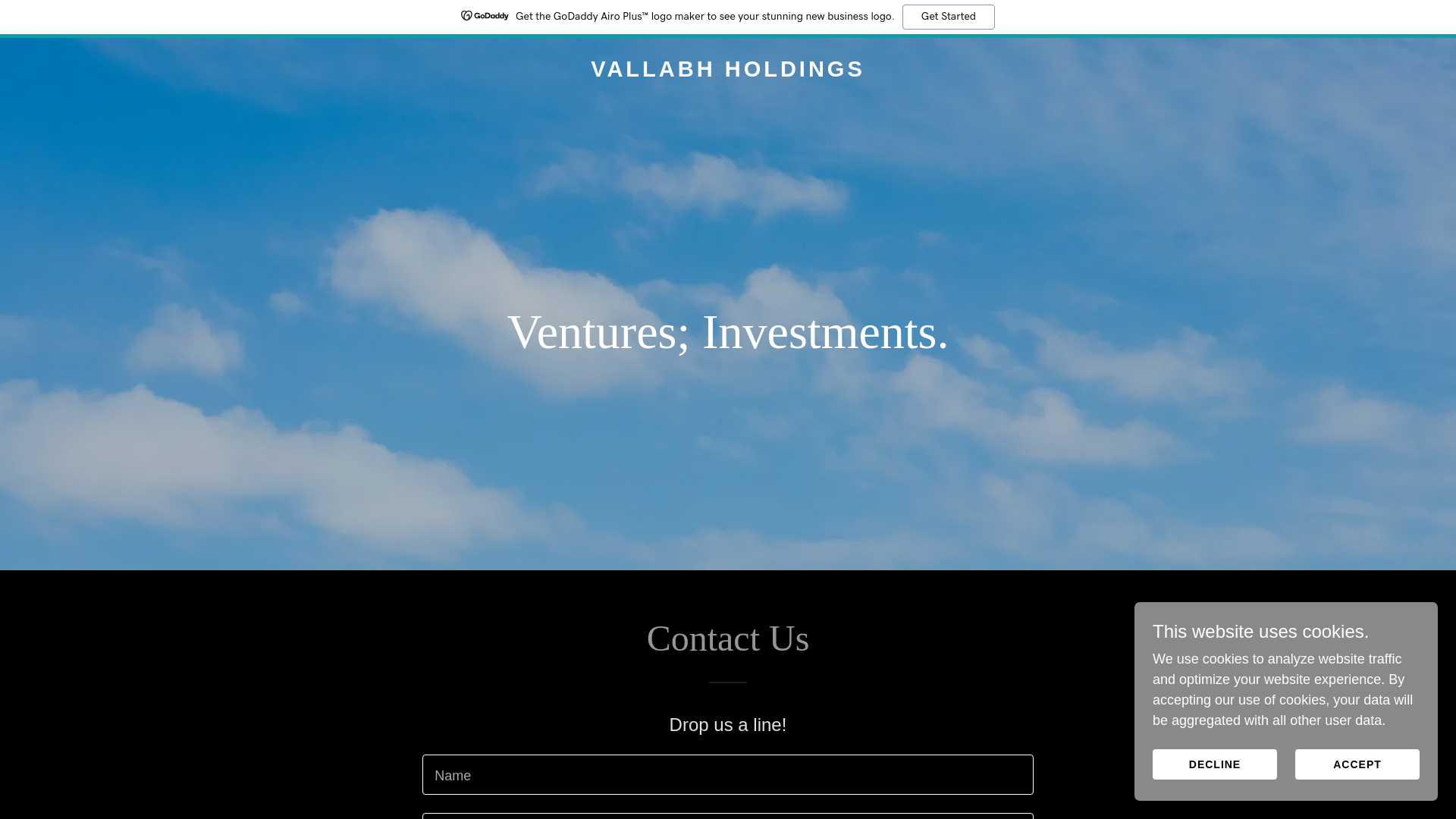 website screenshot of https://vallabhholdings.in/