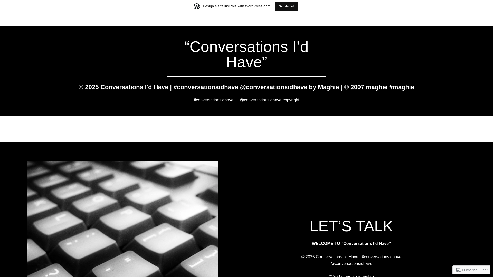 website screenshot of https://conversationsidhave.store/