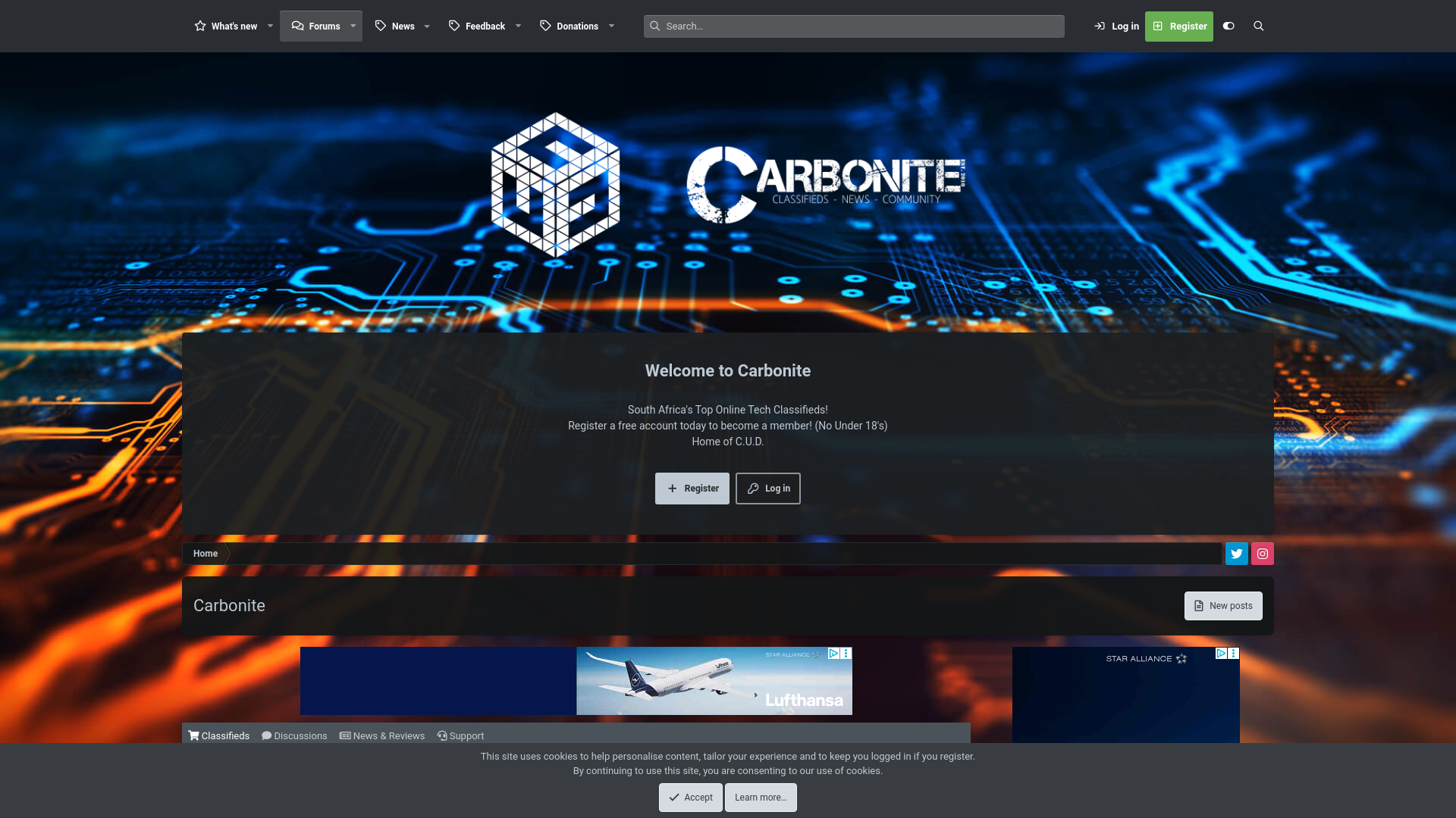 website screenshot of https://carbonite.co.za