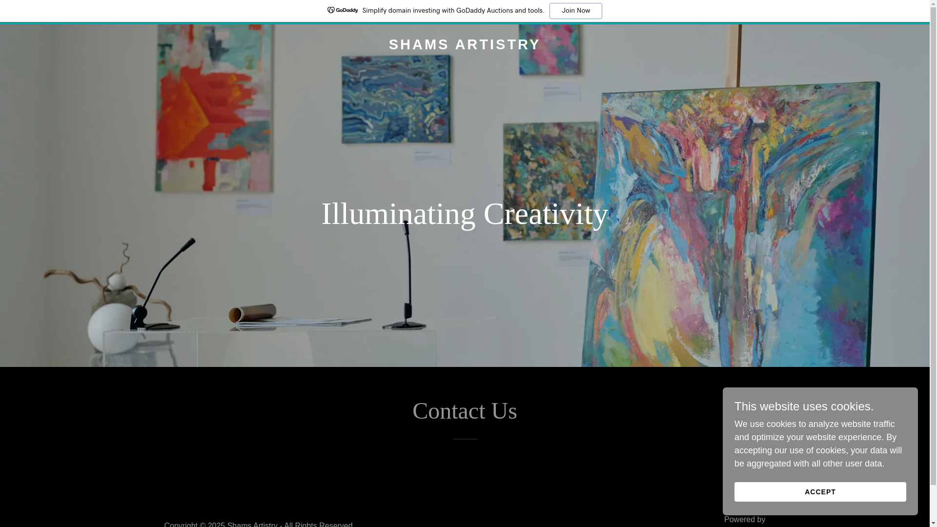 website screenshot of https://shamsartistry.com/
