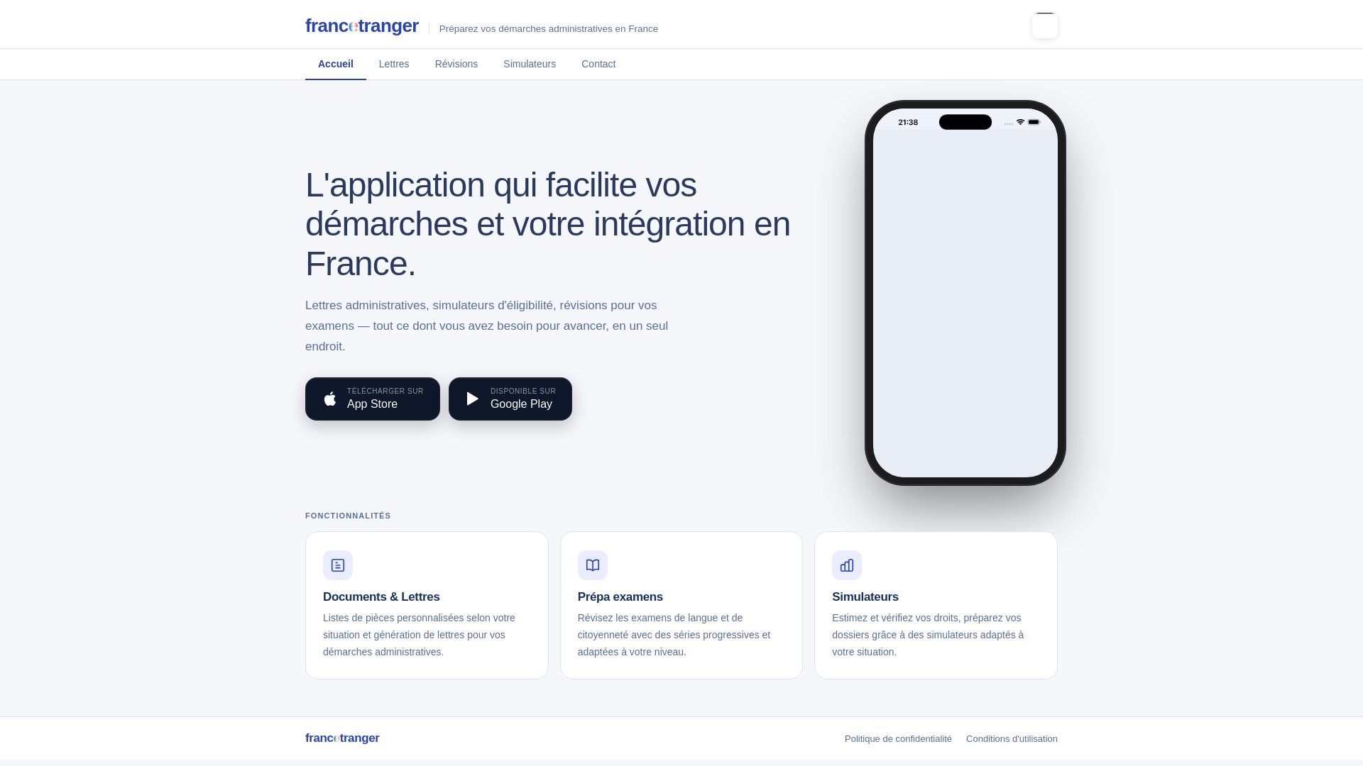 website screenshot of https://francetranger.fr