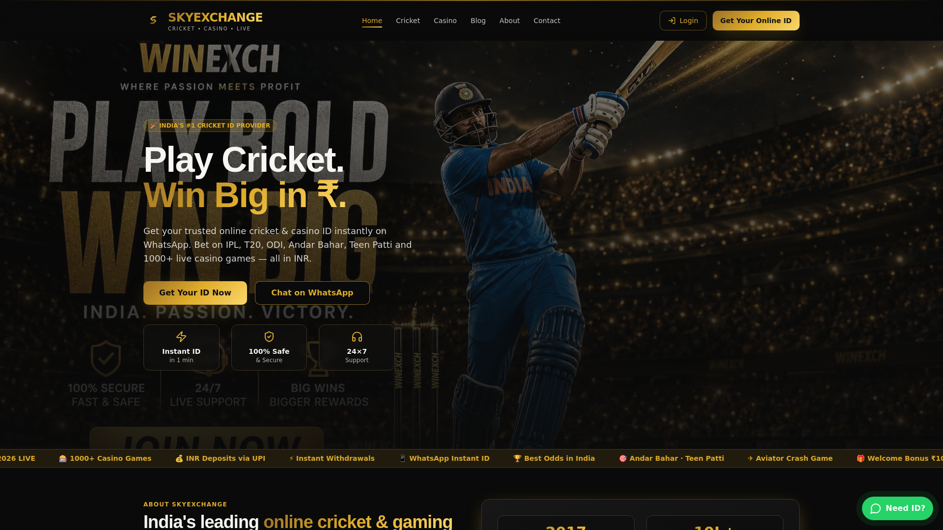 website screenshot of https://skyexchfastt.live/