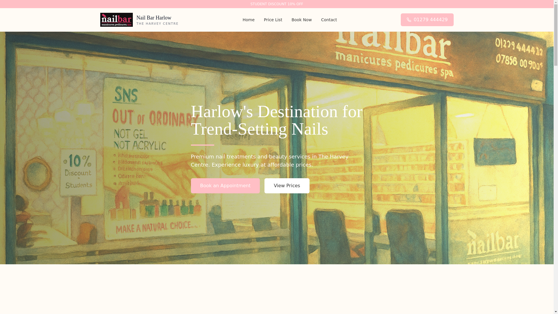 website screenshot of https://nailbarharlow.pages.dev/