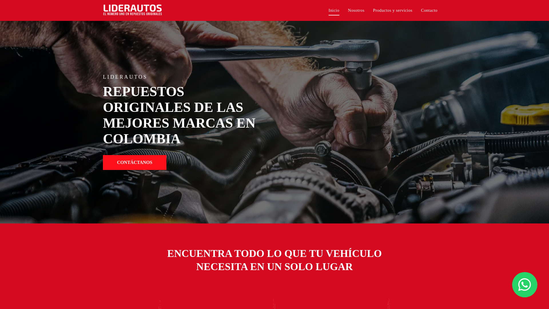 website screenshot of https://liderautos.com.co