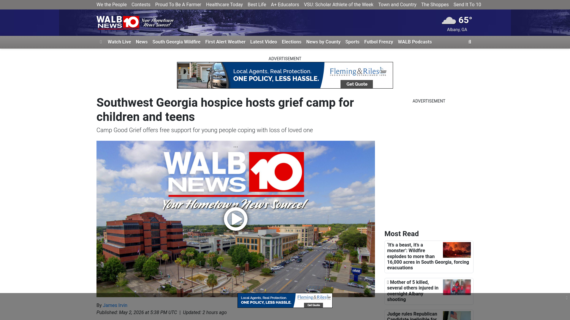 website screenshot of https://www.walb.com/2026/05/02/southwest-georgia-hospice-hosts-grief-camp-children-teens/