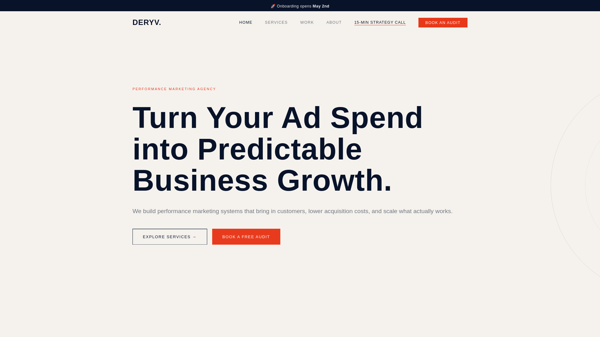 website screenshot of https://deryv.co/