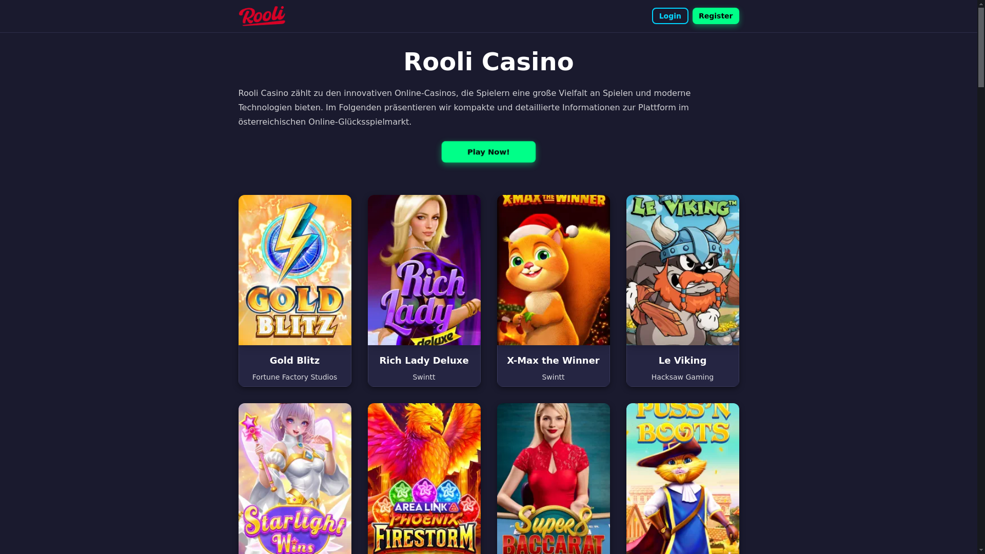 website screenshot of https://roolicasino-at.pages.dev/