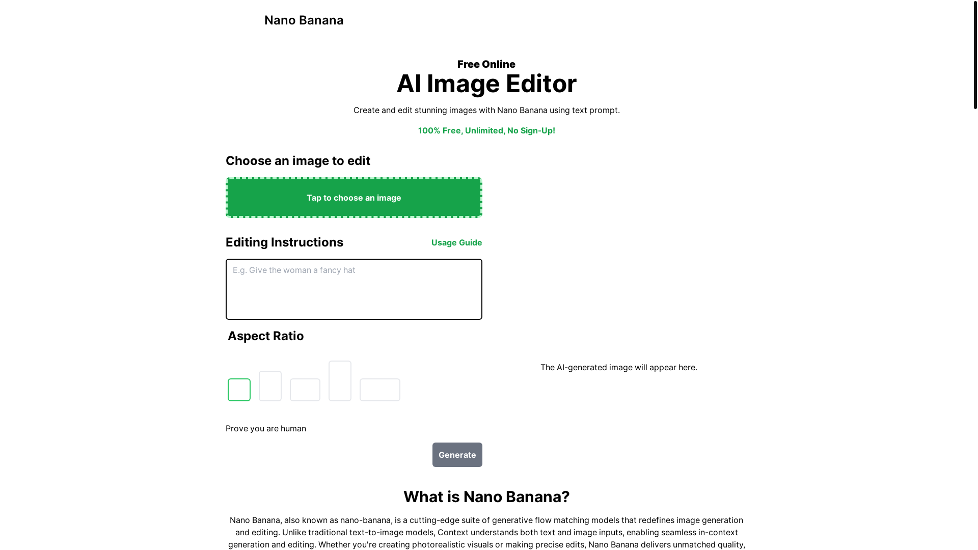 website screenshot of https://nano-banana.pages.dev/