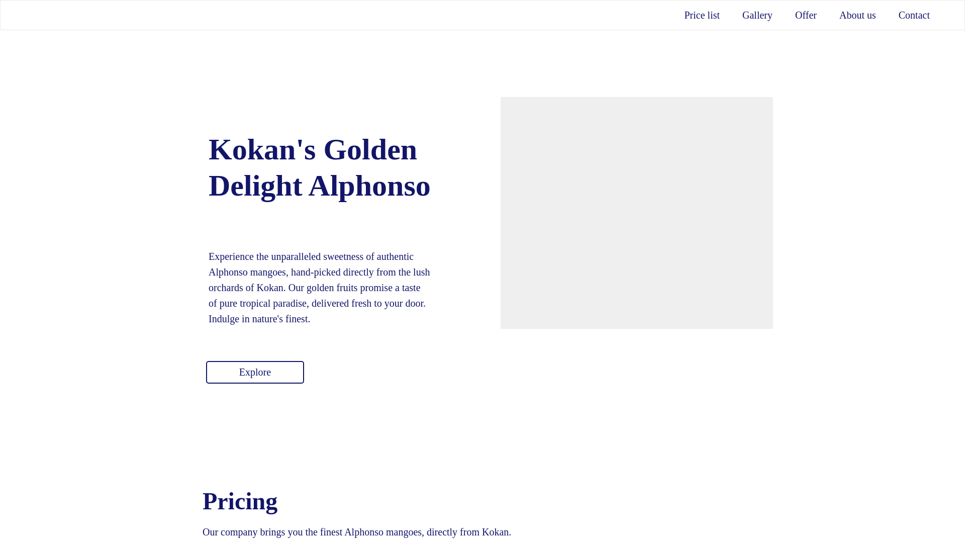 website screenshot of https://kokanimangoes.com