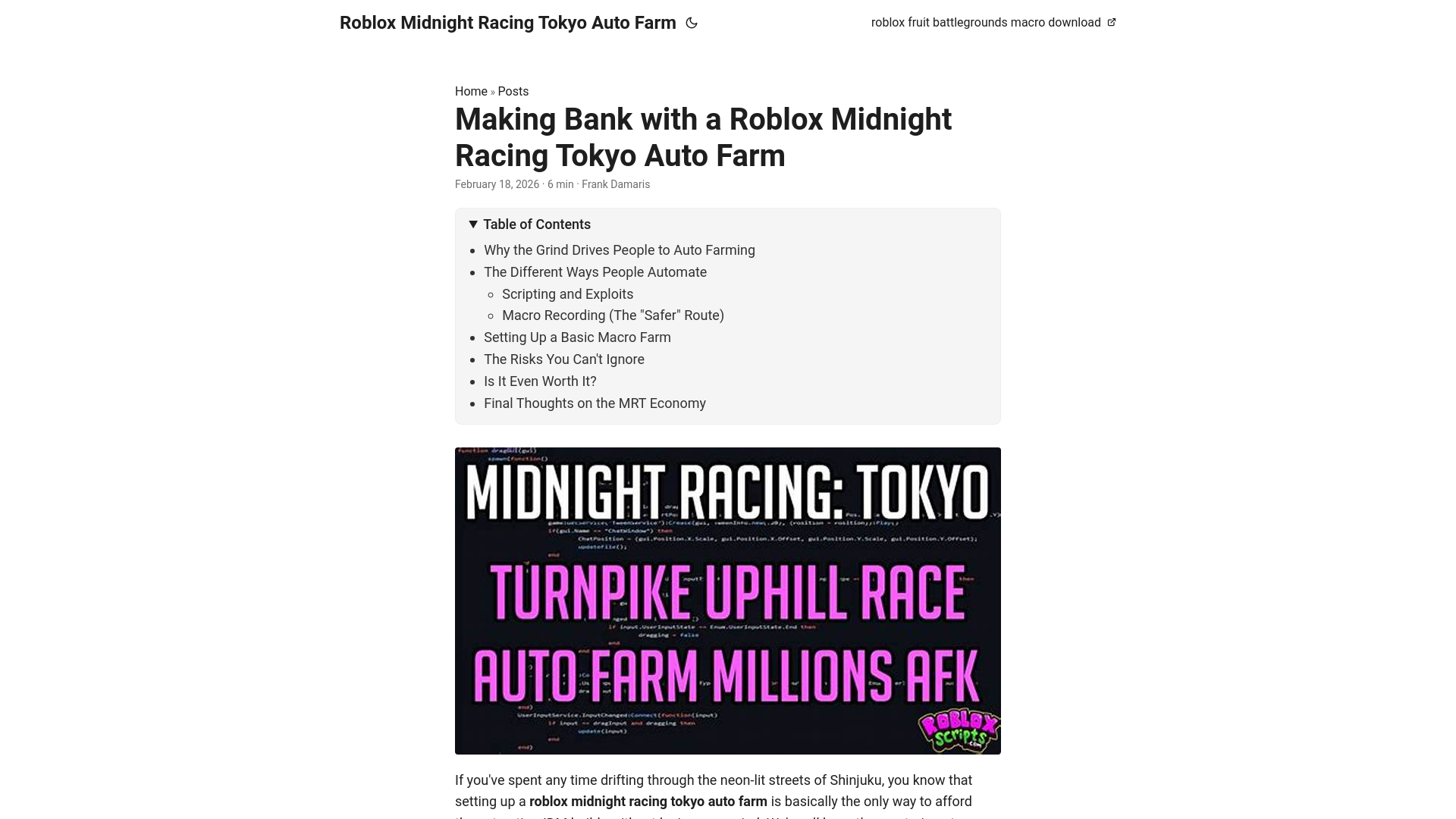 website screenshot of https://roblox-midnight-racing-tokyo-auto-farm.pages.dev/