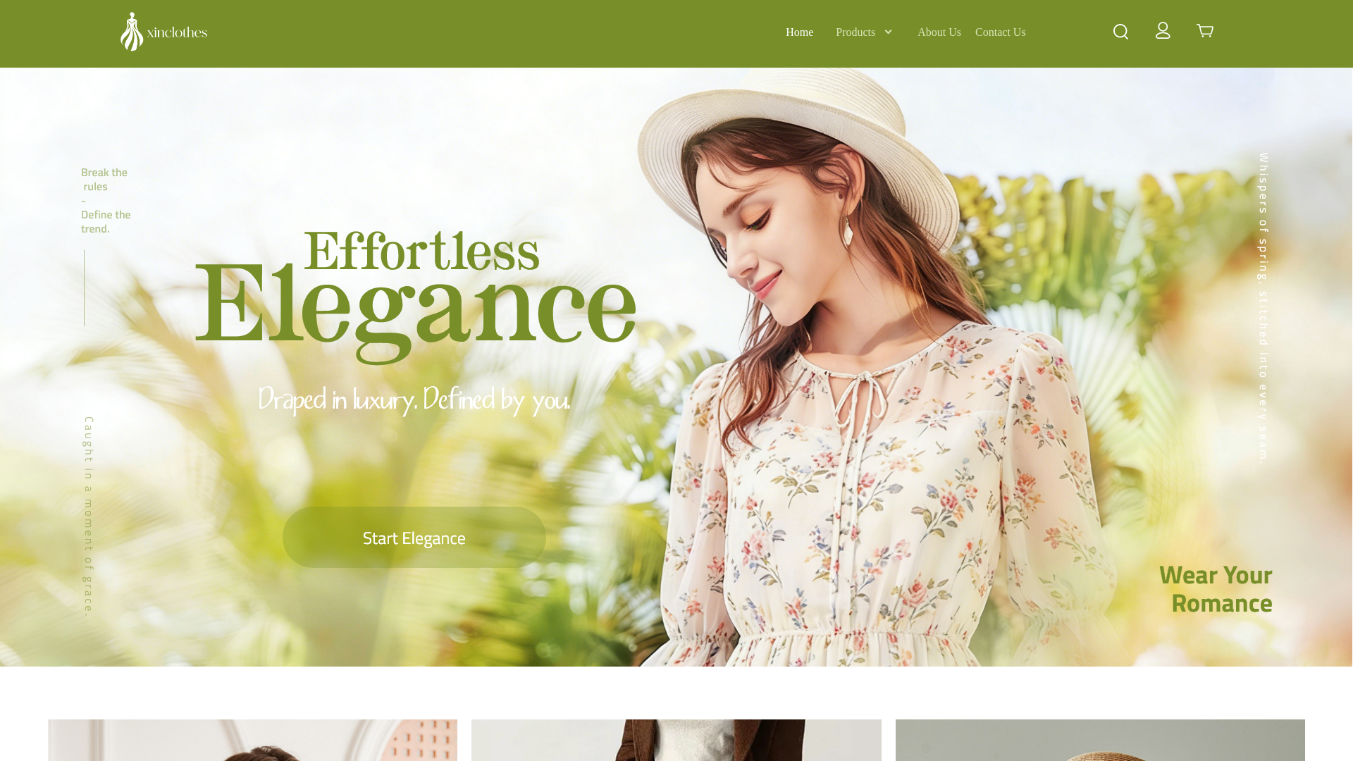 website screenshot of https://xinclothes.com/