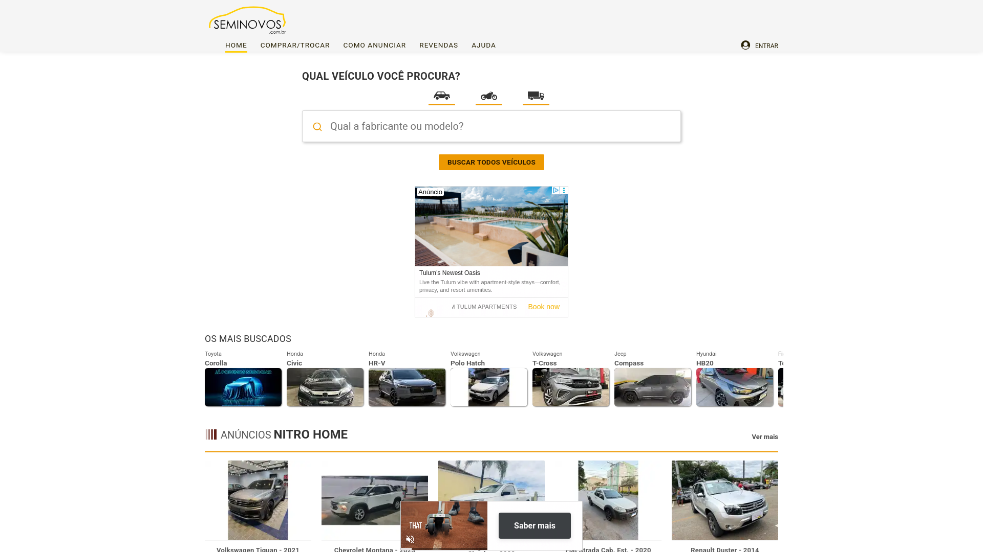 website screenshot of https://seminovos.com.br
