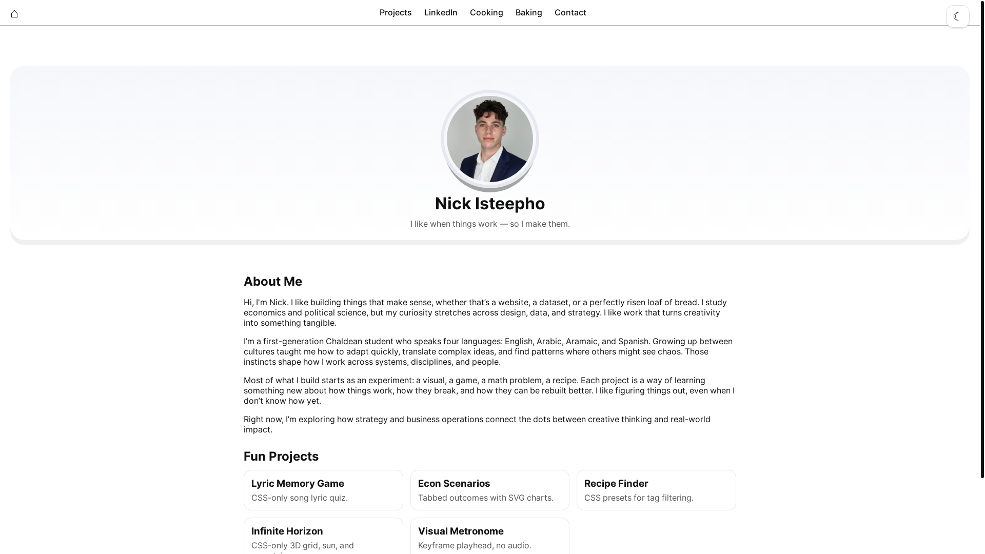 website screenshot of https://nickisteepho.org/