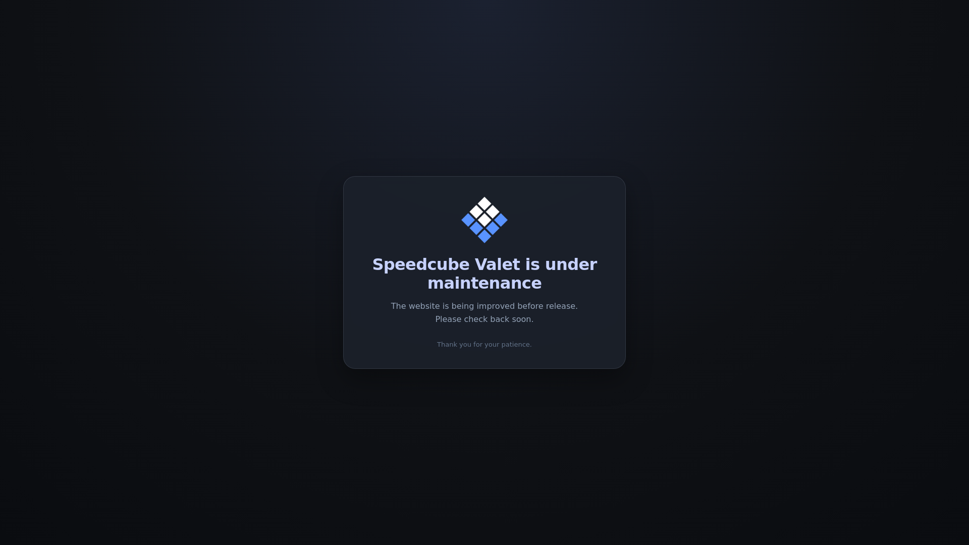 website screenshot of https://speedcube-valet.com