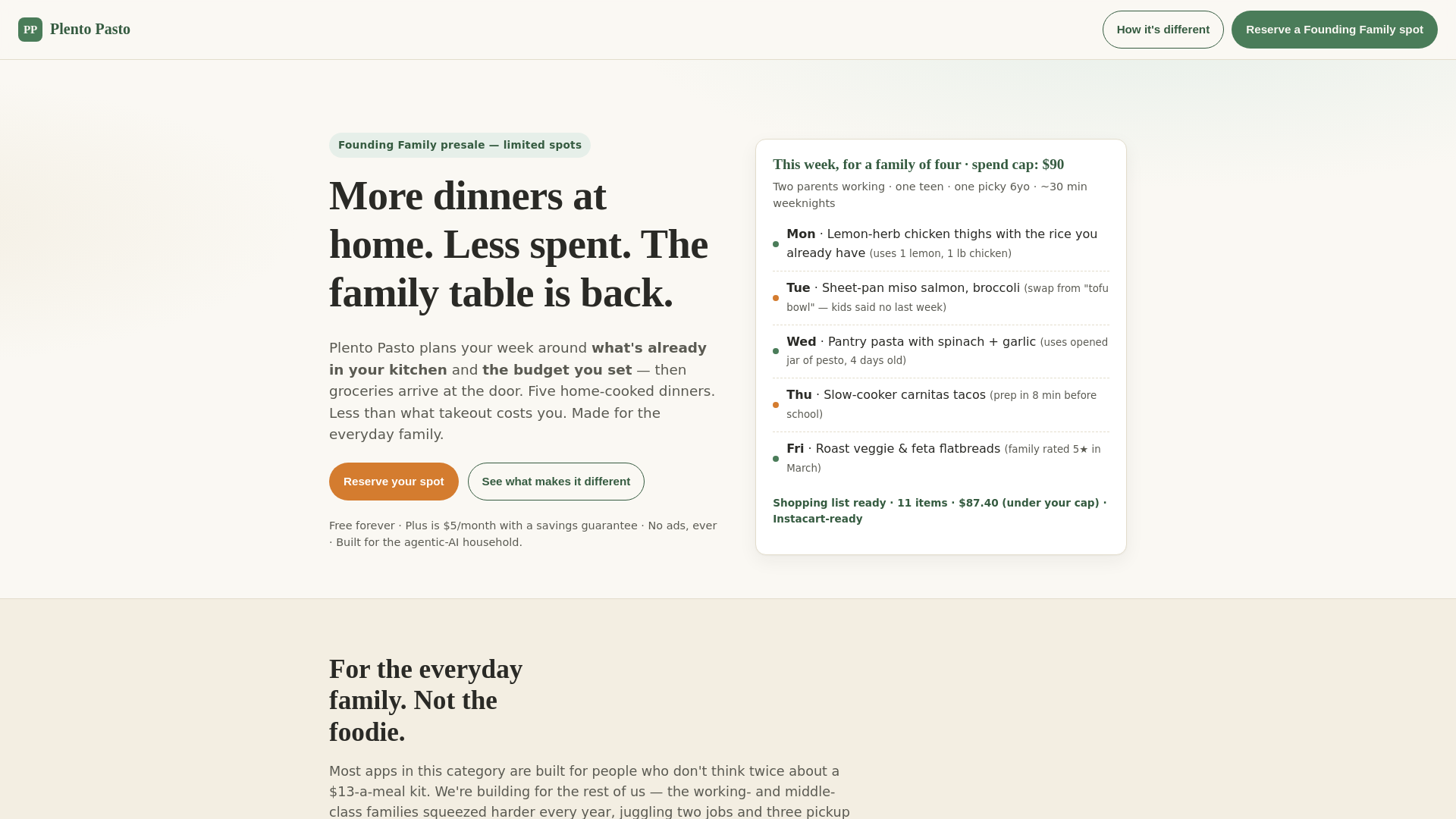 website screenshot of https://plentopasto.com/