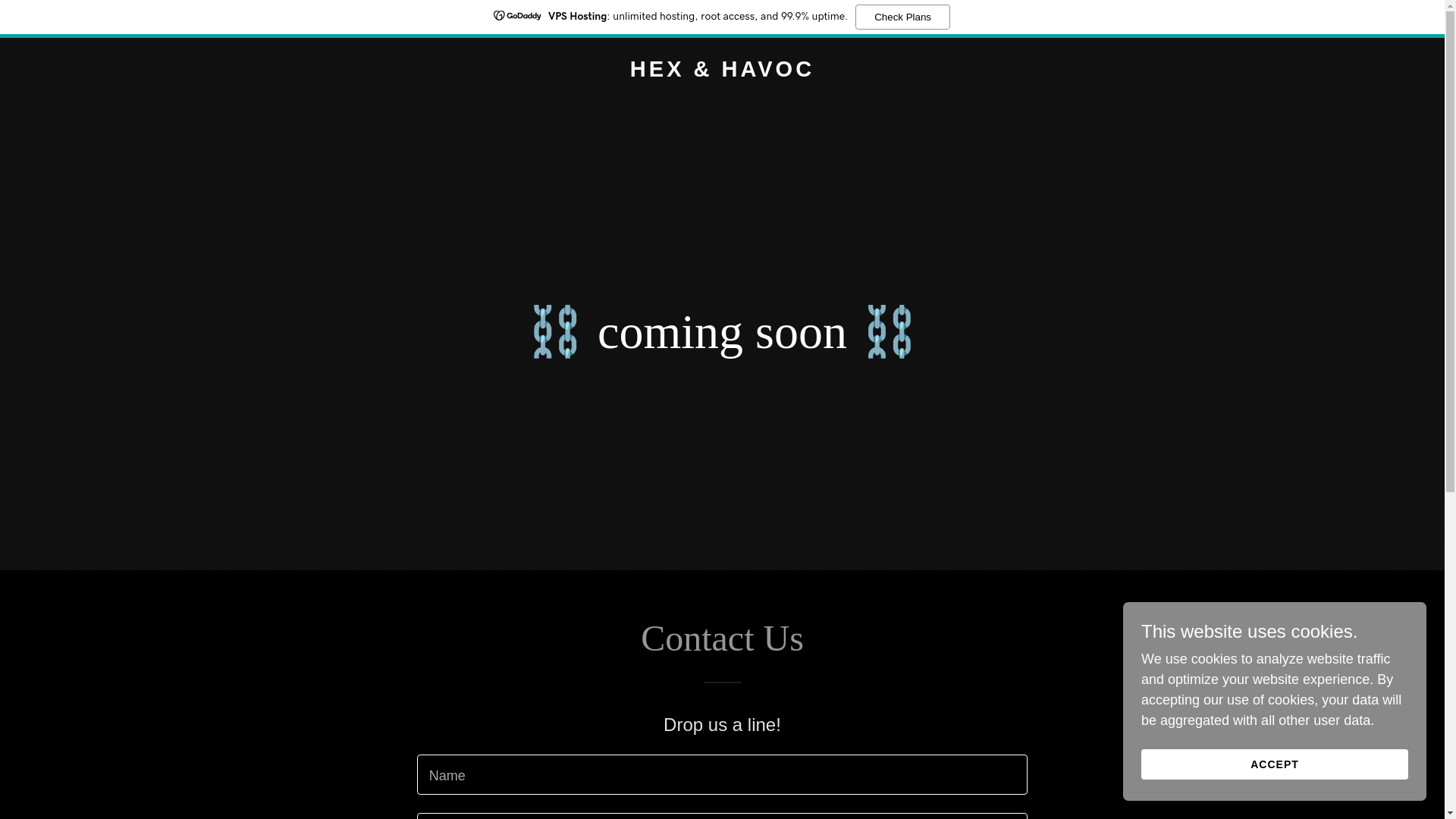 website screenshot of https://hexandhavoc.shop/