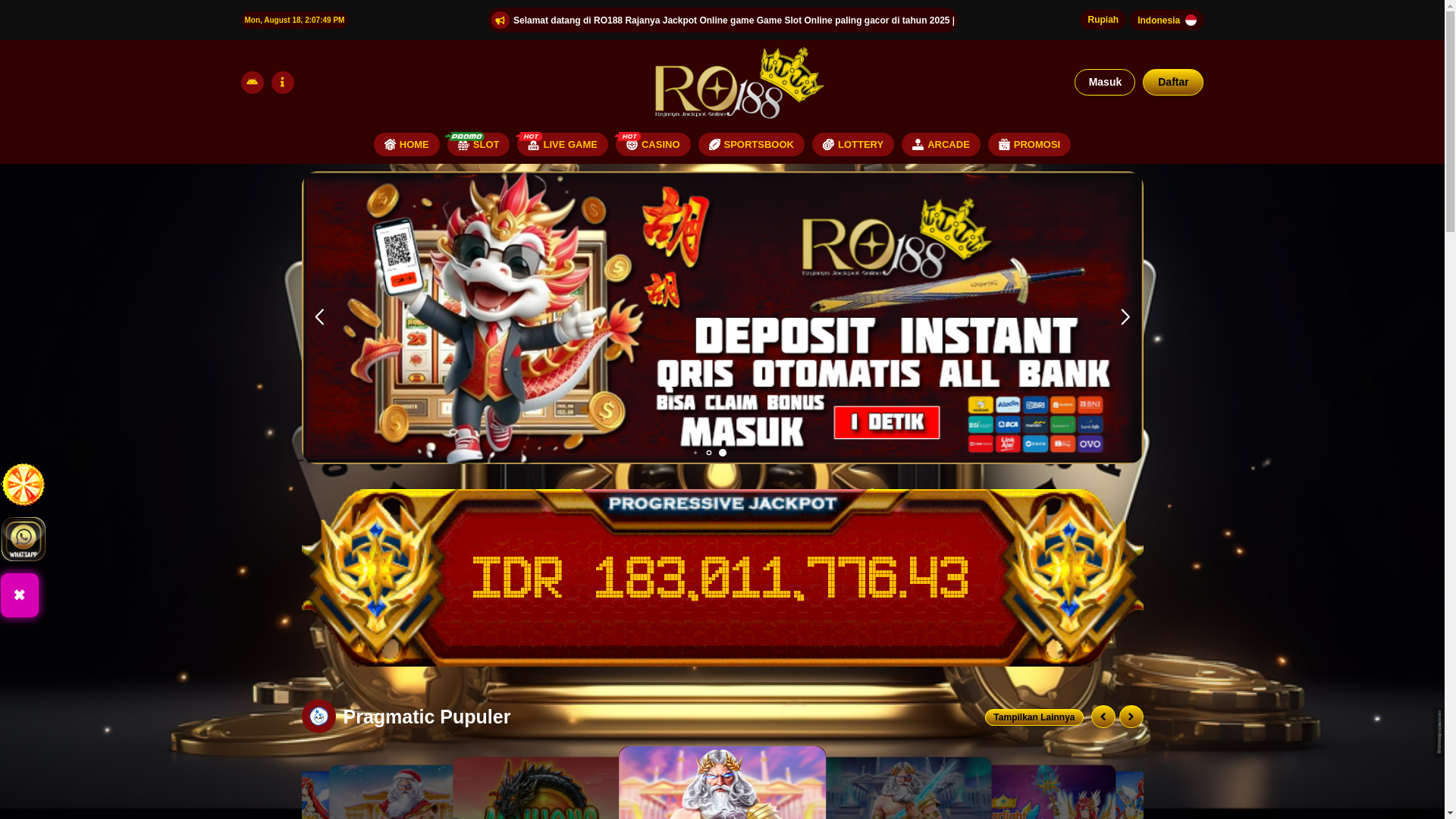 website screenshot of https://ro188cuan.space/
