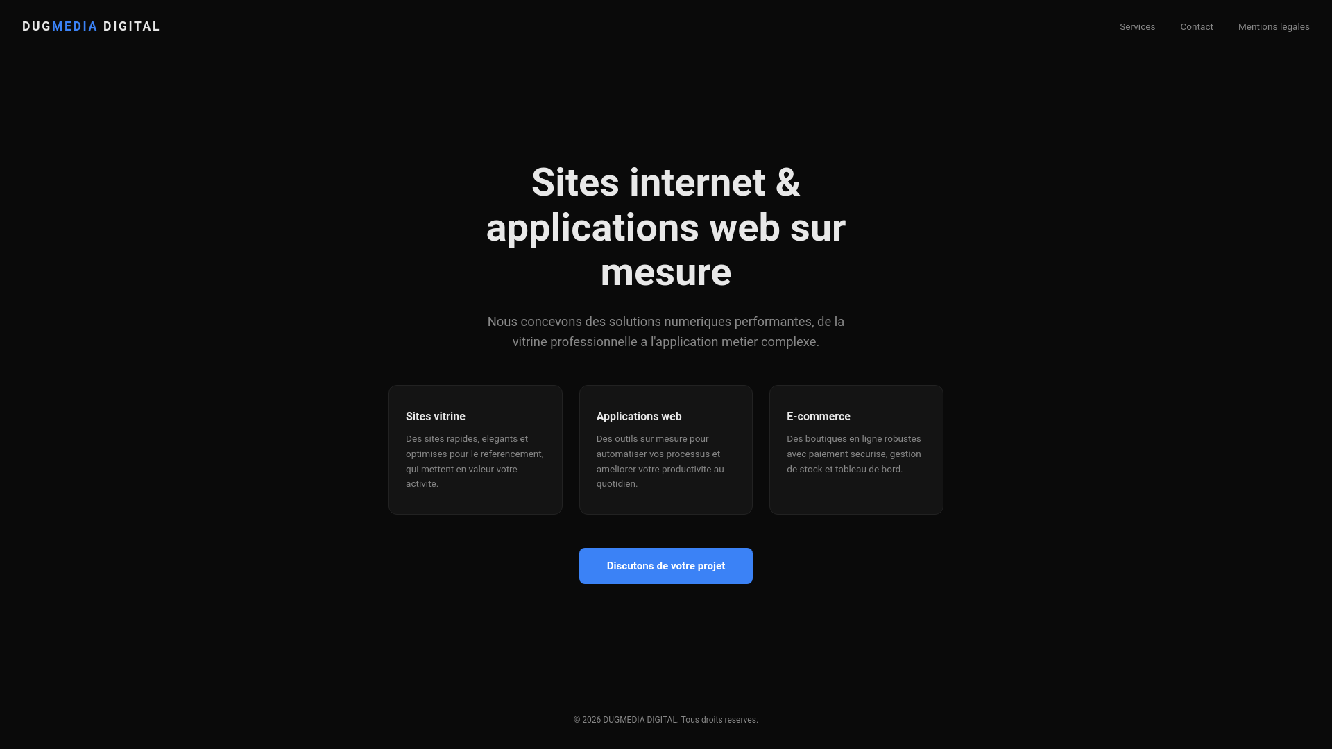 website screenshot of https://dugmedia-landing.pages.dev/