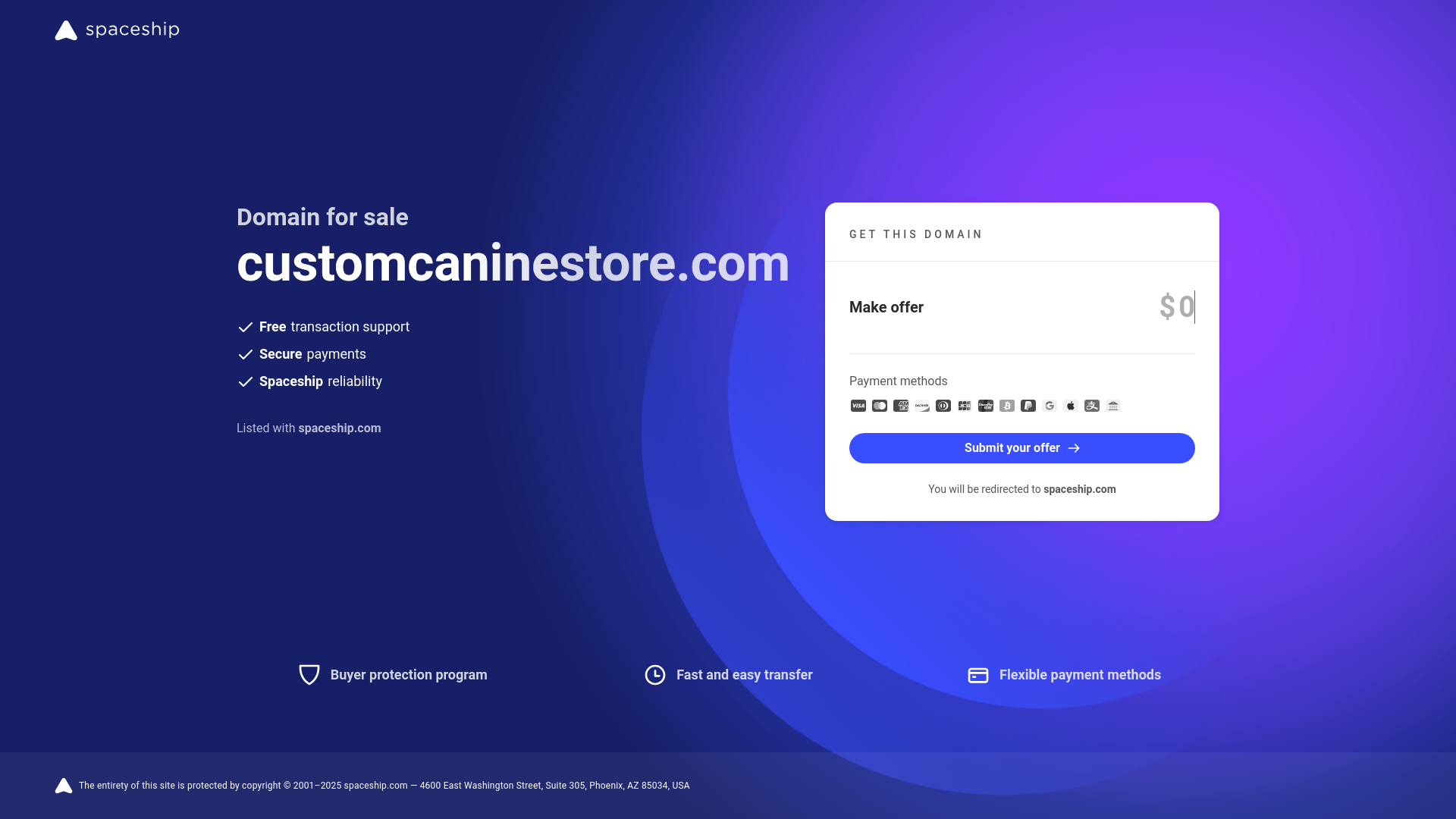 website screenshot of https://customcaninestore.com/
