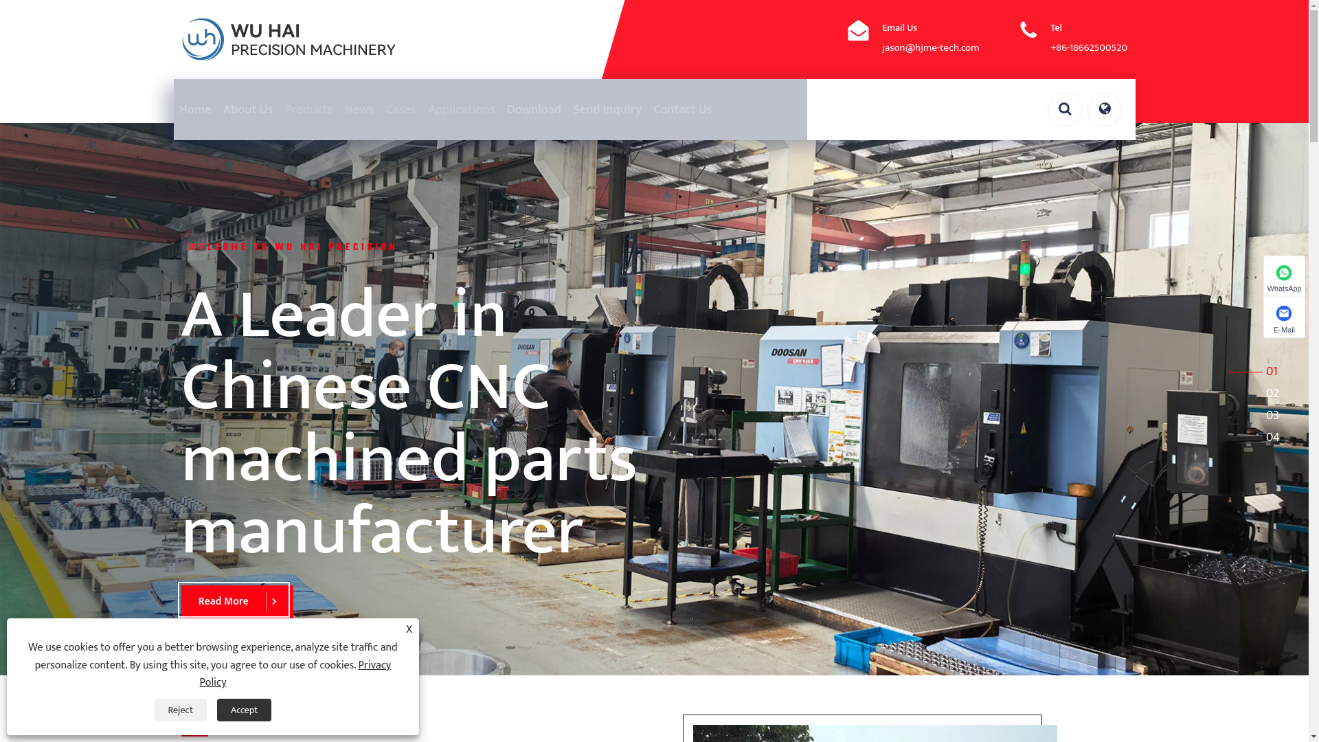 website screenshot of https://whmachining.com/