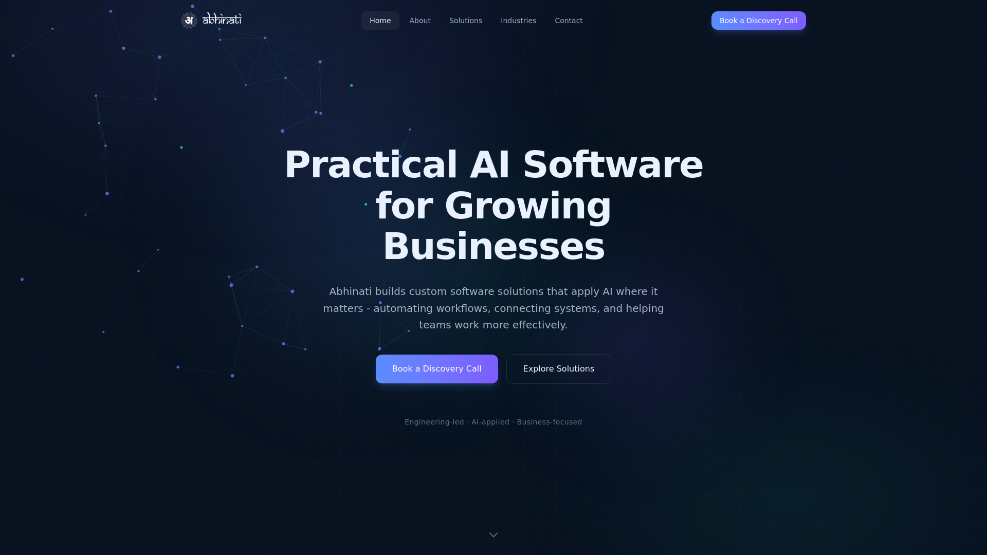 website screenshot of https://abhinati.com/