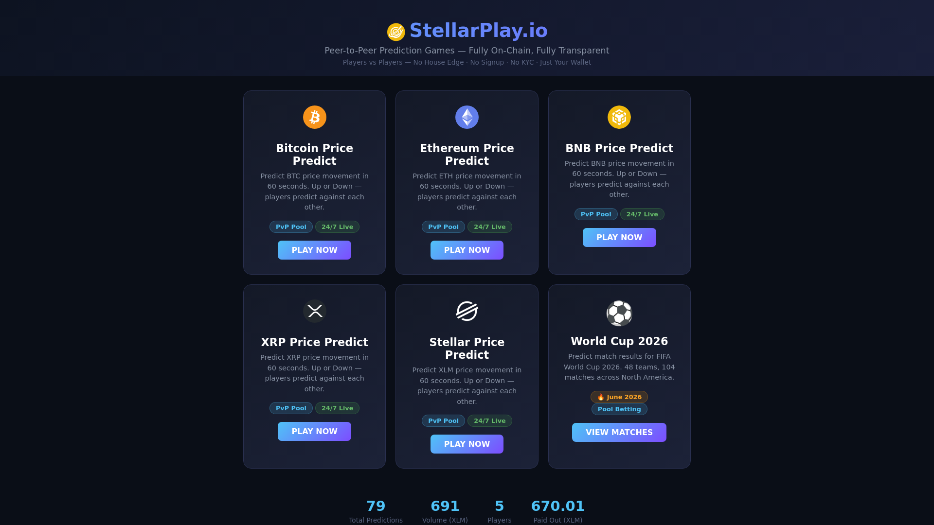 website screenshot of https://stellarplay.io