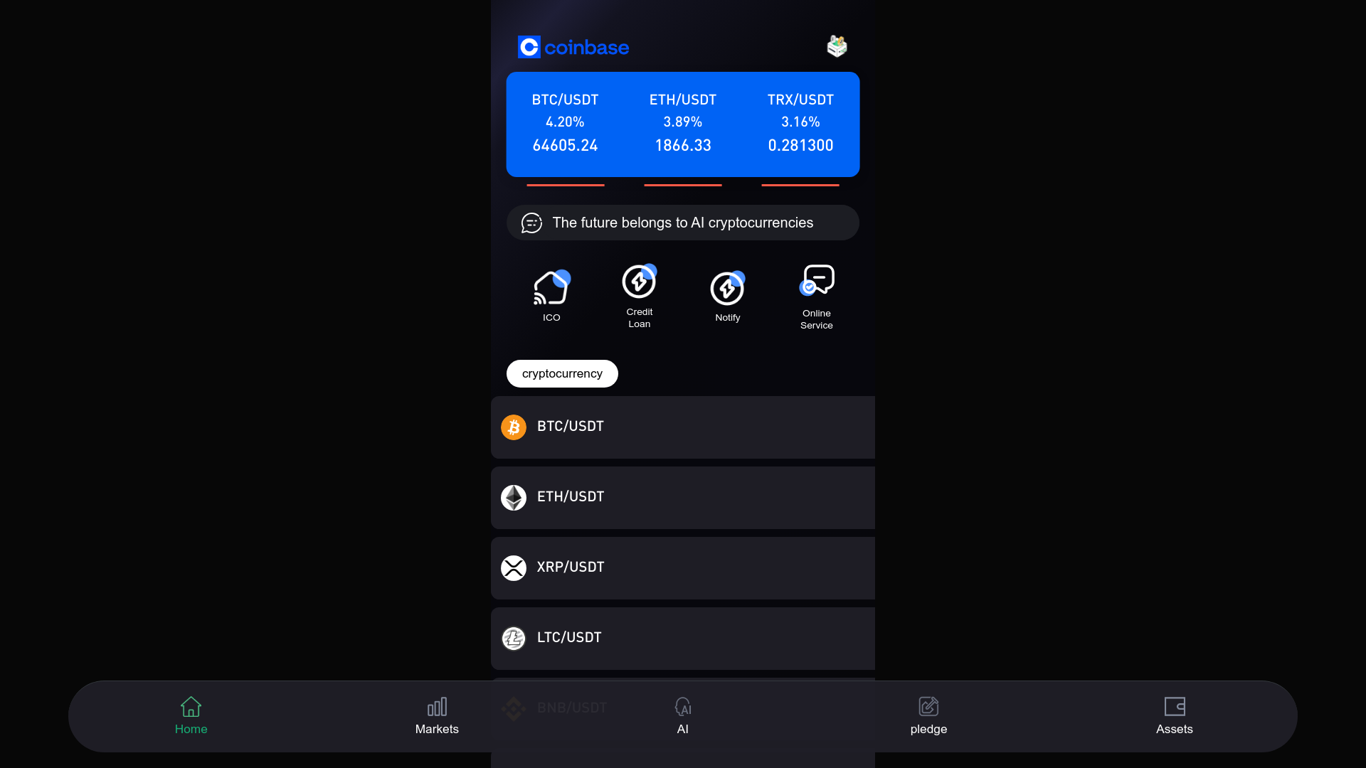 website screenshot of https://www.coinbaseaai.com/