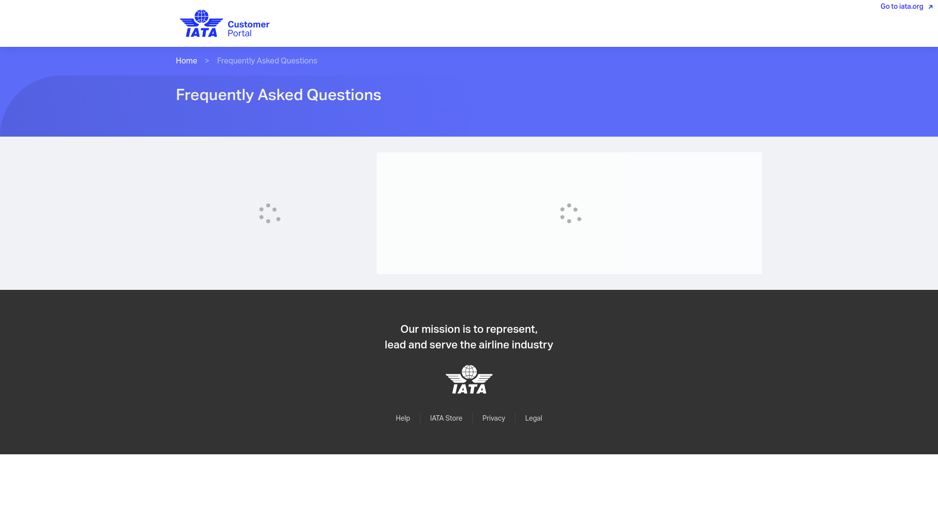 website screenshot of https://portal.iata.org/faq/s/article/What-is-a-Customer-Portal-administrator