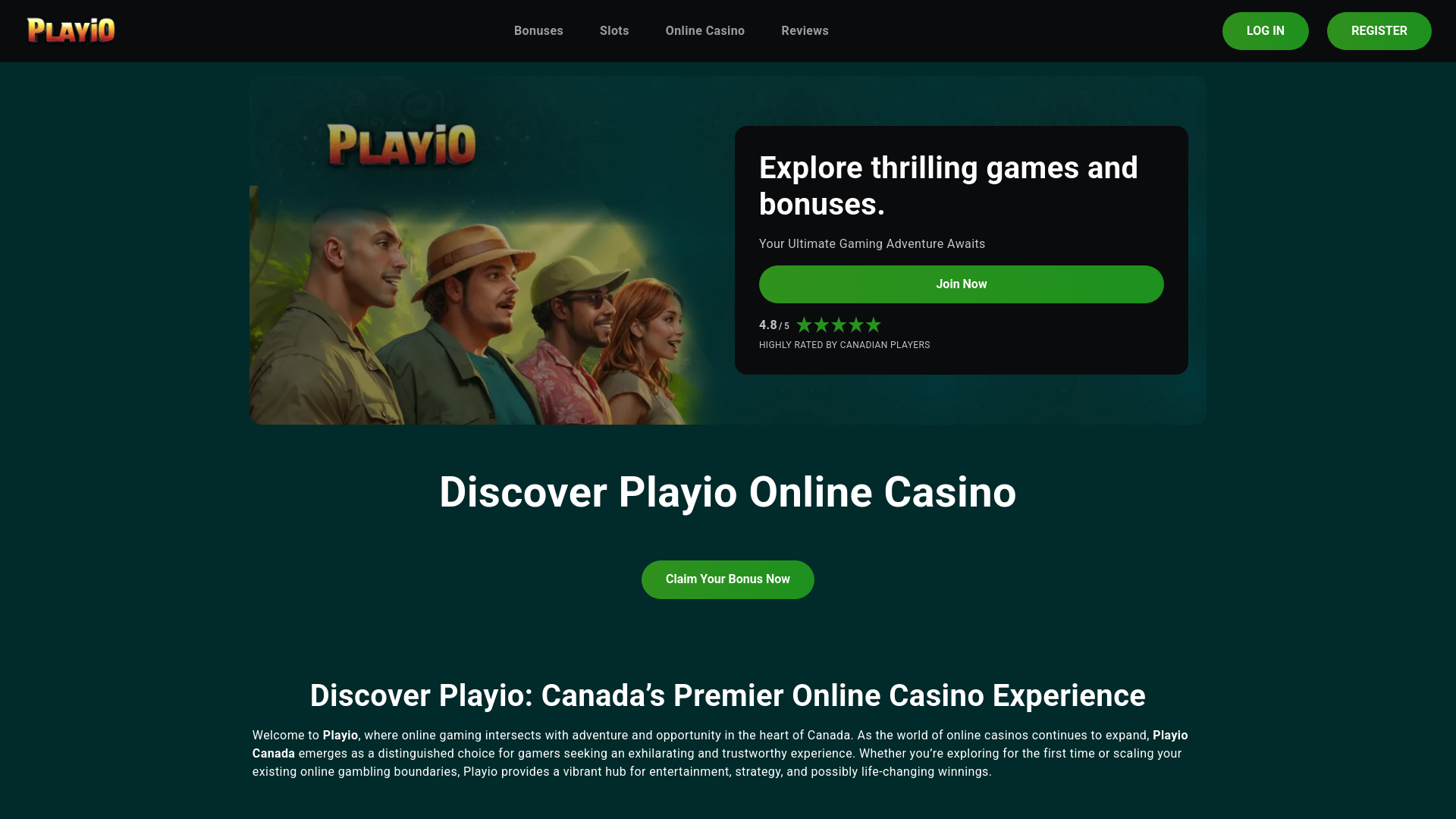 website screenshot of https://playio-cacasino-com.pages.dev/