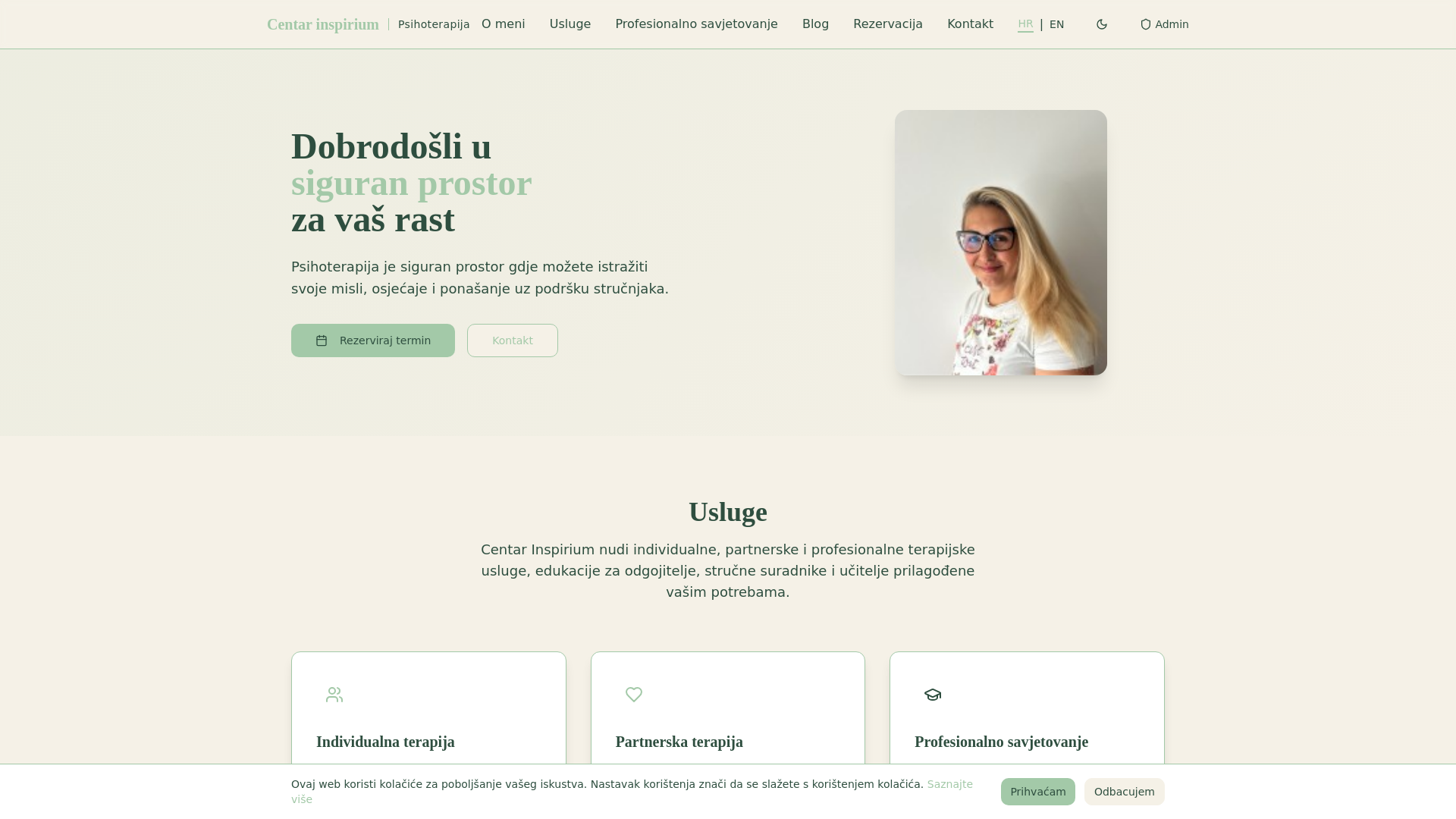 website screenshot of https://centar-inspirium.hr/