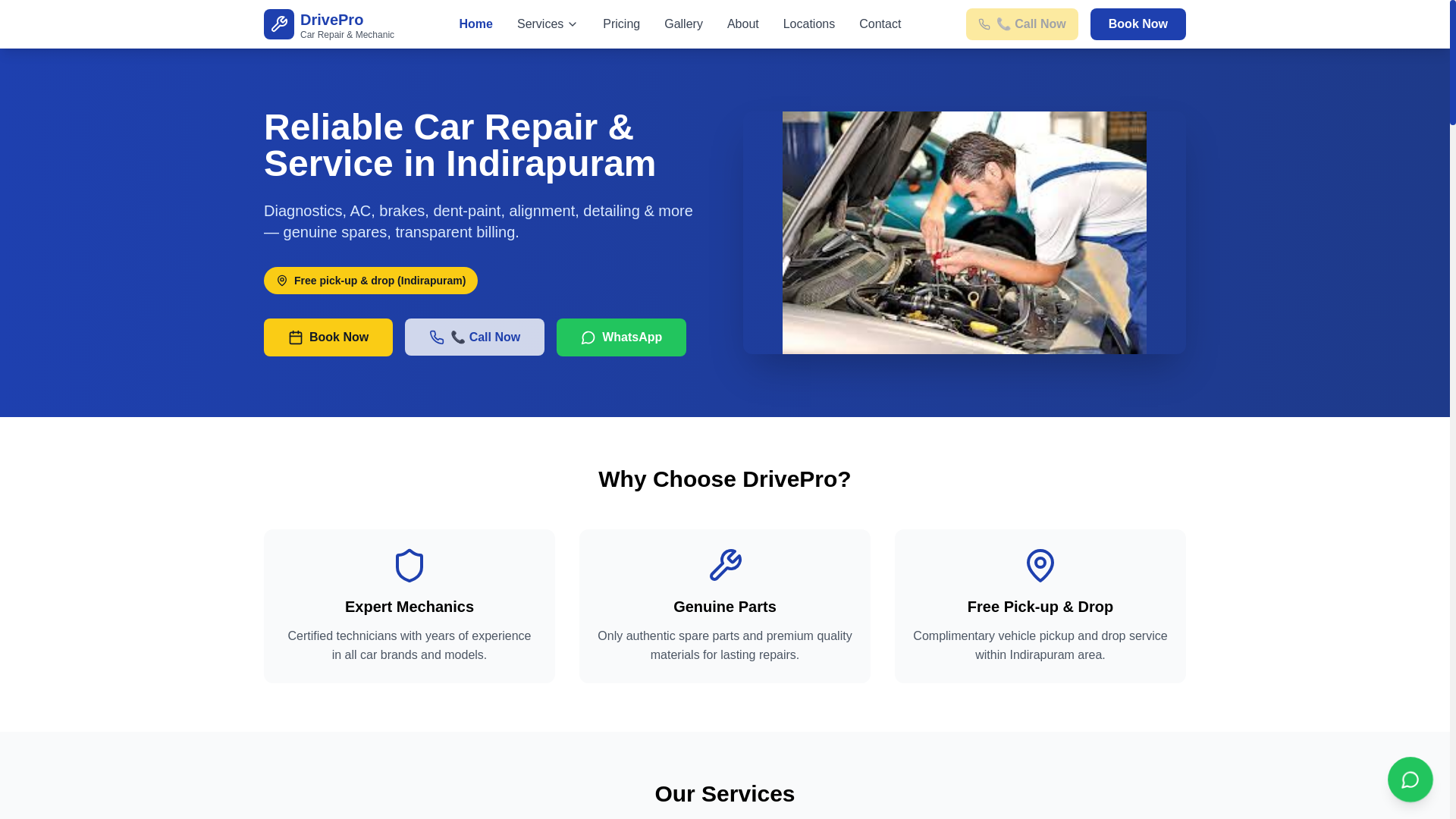 website screenshot of https://driveprocarrepairmechanic.site/